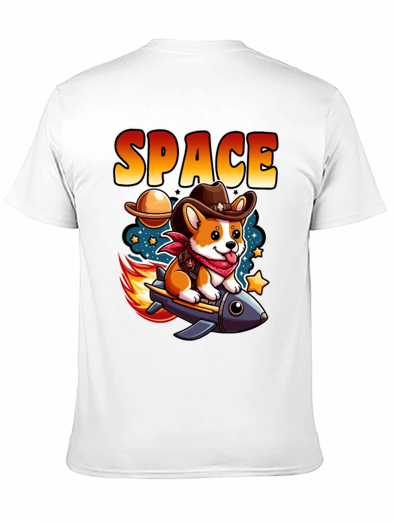 Space Cowboy Corgi Rocket T-Shirt