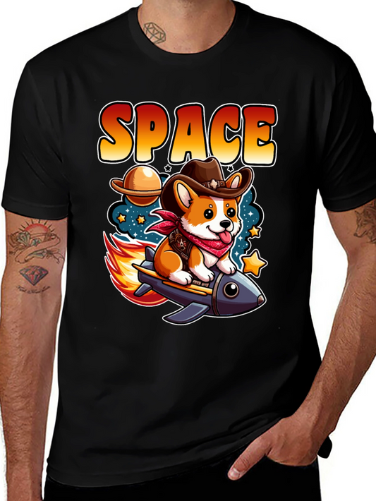 Space Cowboy Corgi Rocket T-Shirt