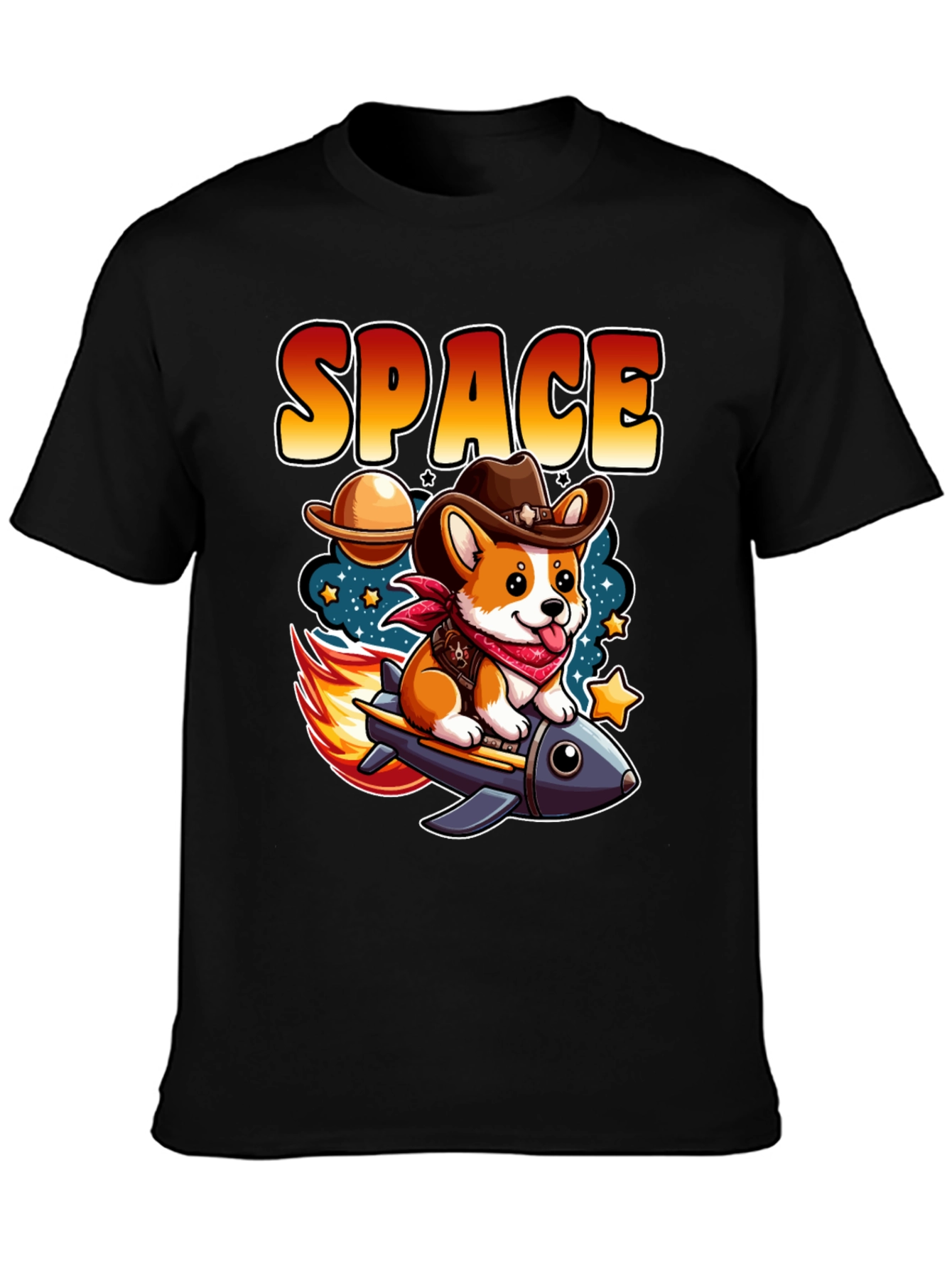 Space Cowboy Corgi Rocket T-Shirt