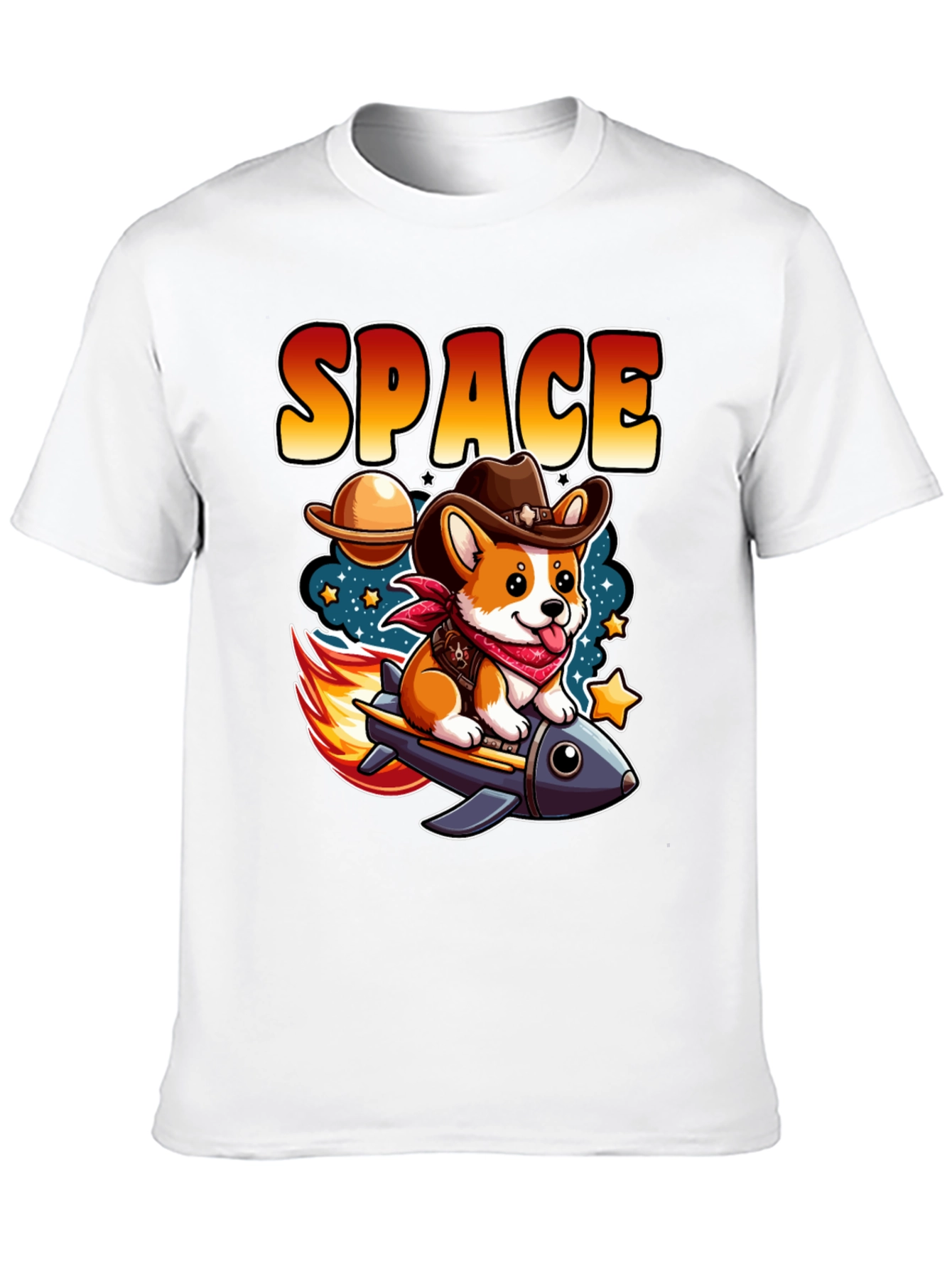 Space Cowboy Corgi Rocket T-Shirt