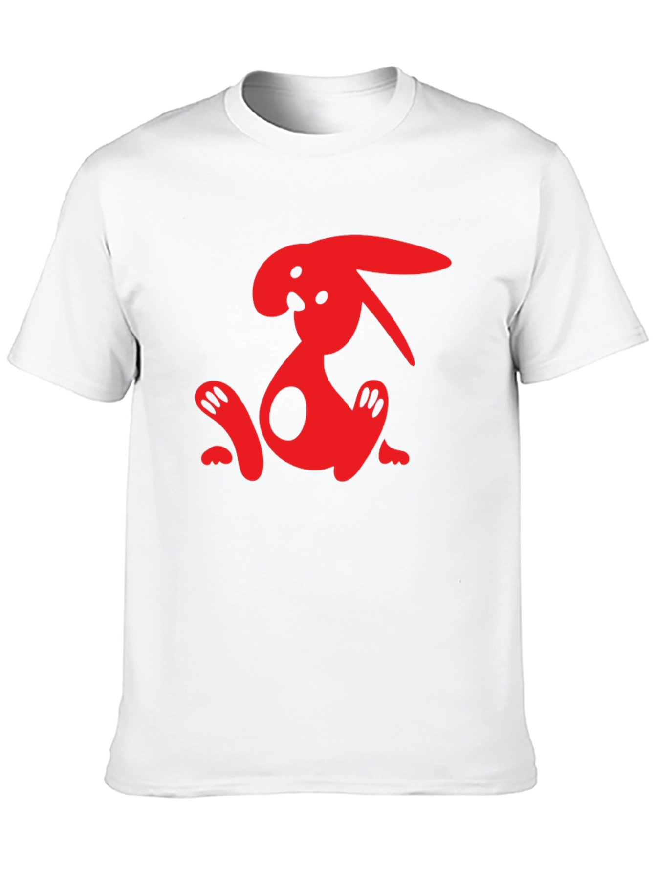 Black T-Shirt with Abstract Red Rabbit Graphic