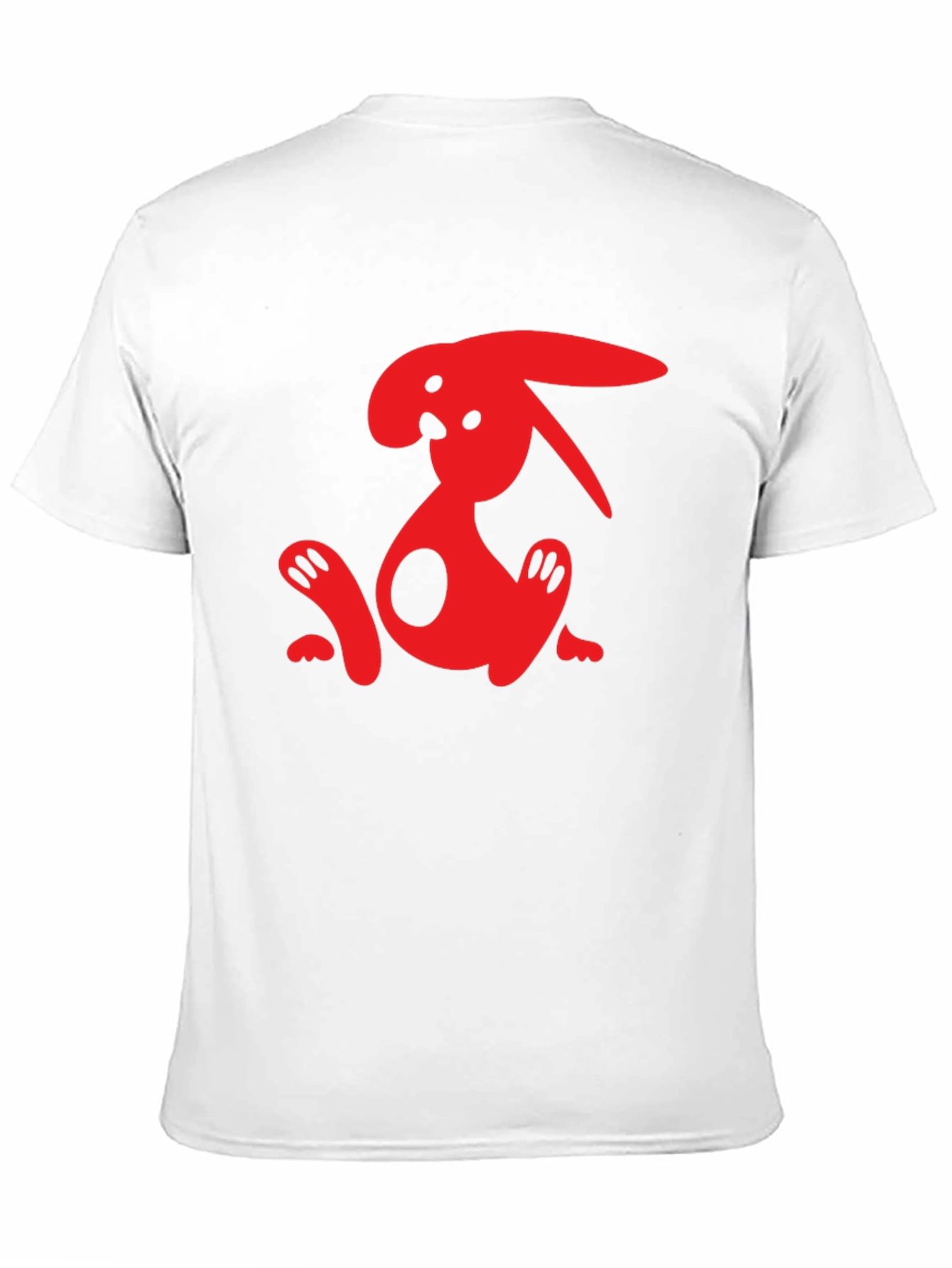 Black T-Shirt with Abstract Red Rabbit Graphic