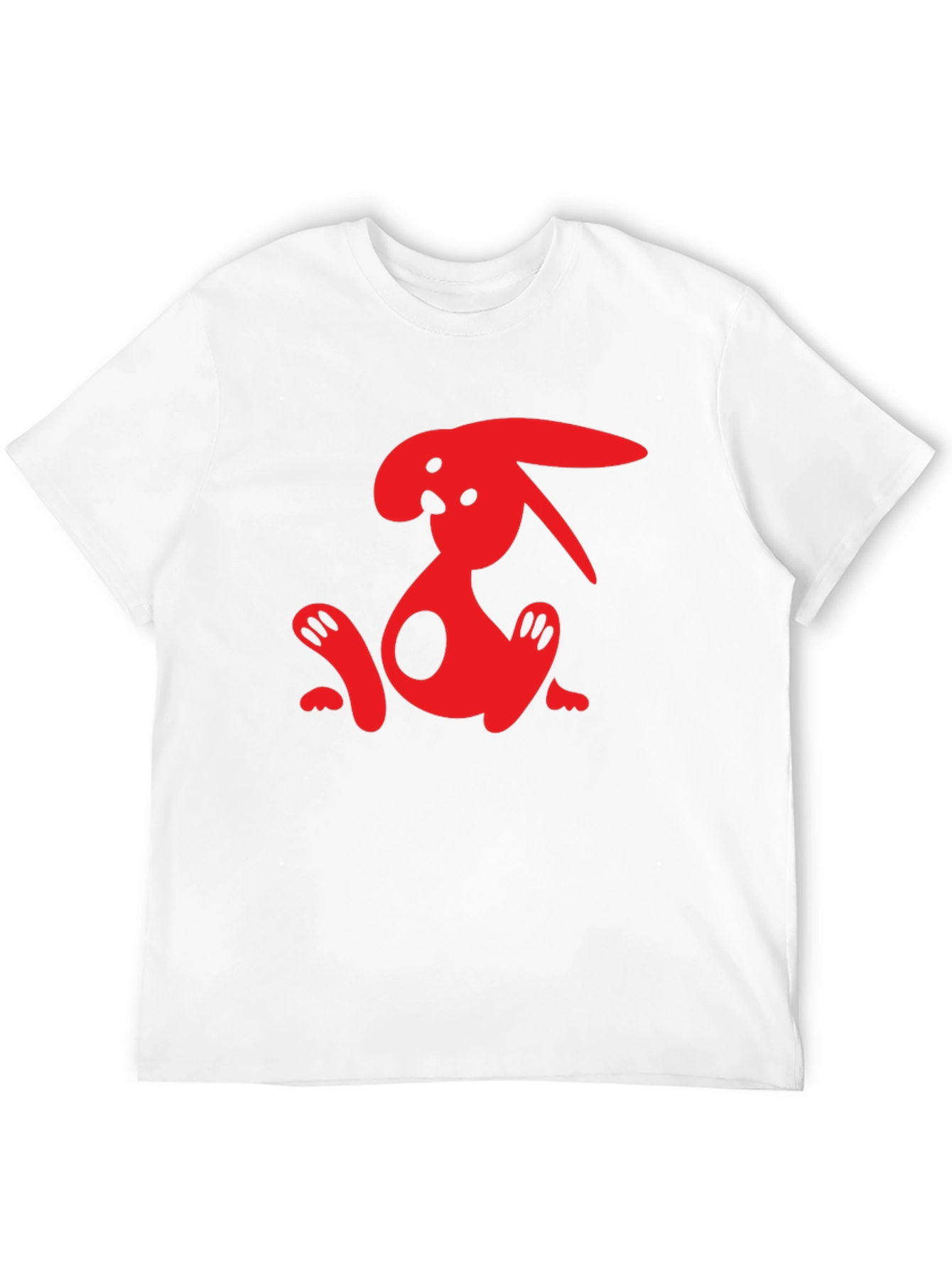 Black T-Shirt with Abstract Red Rabbit Graphic