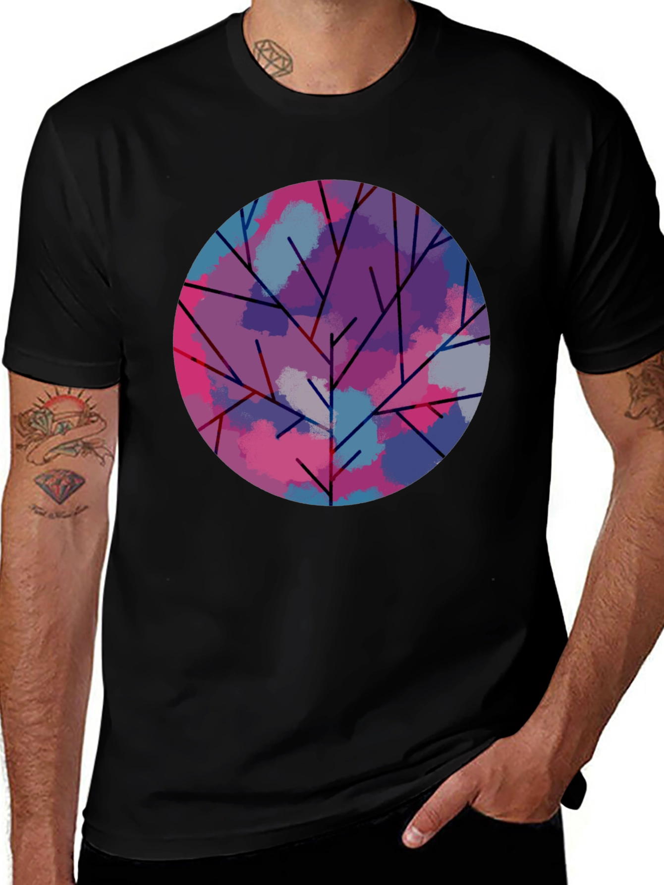 Abstract Tree Graphic Tee - Modern Art Shirt