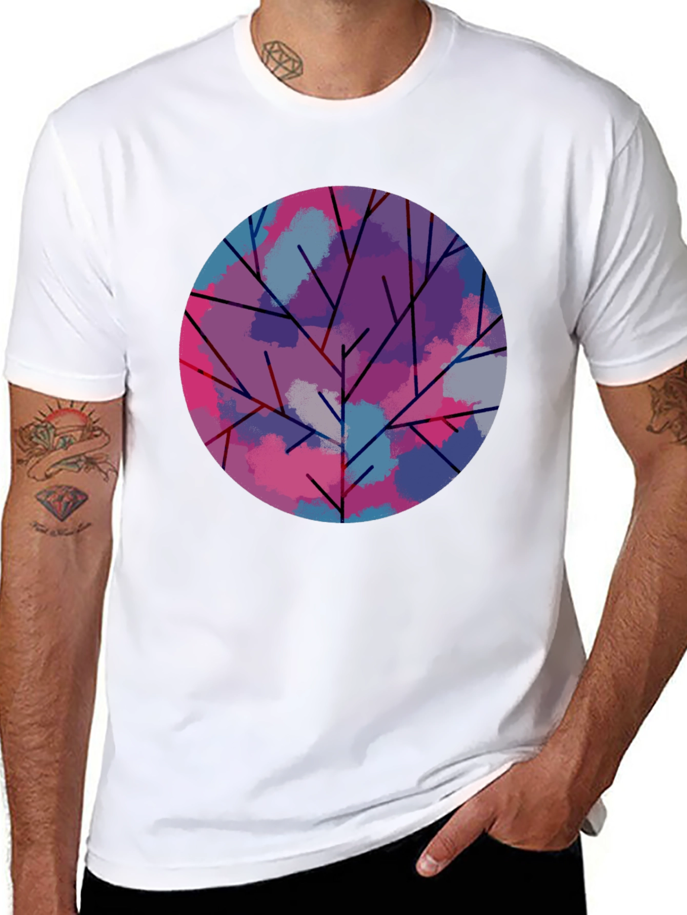 Abstract Tree Graphic Tee - Modern Art Shirt
