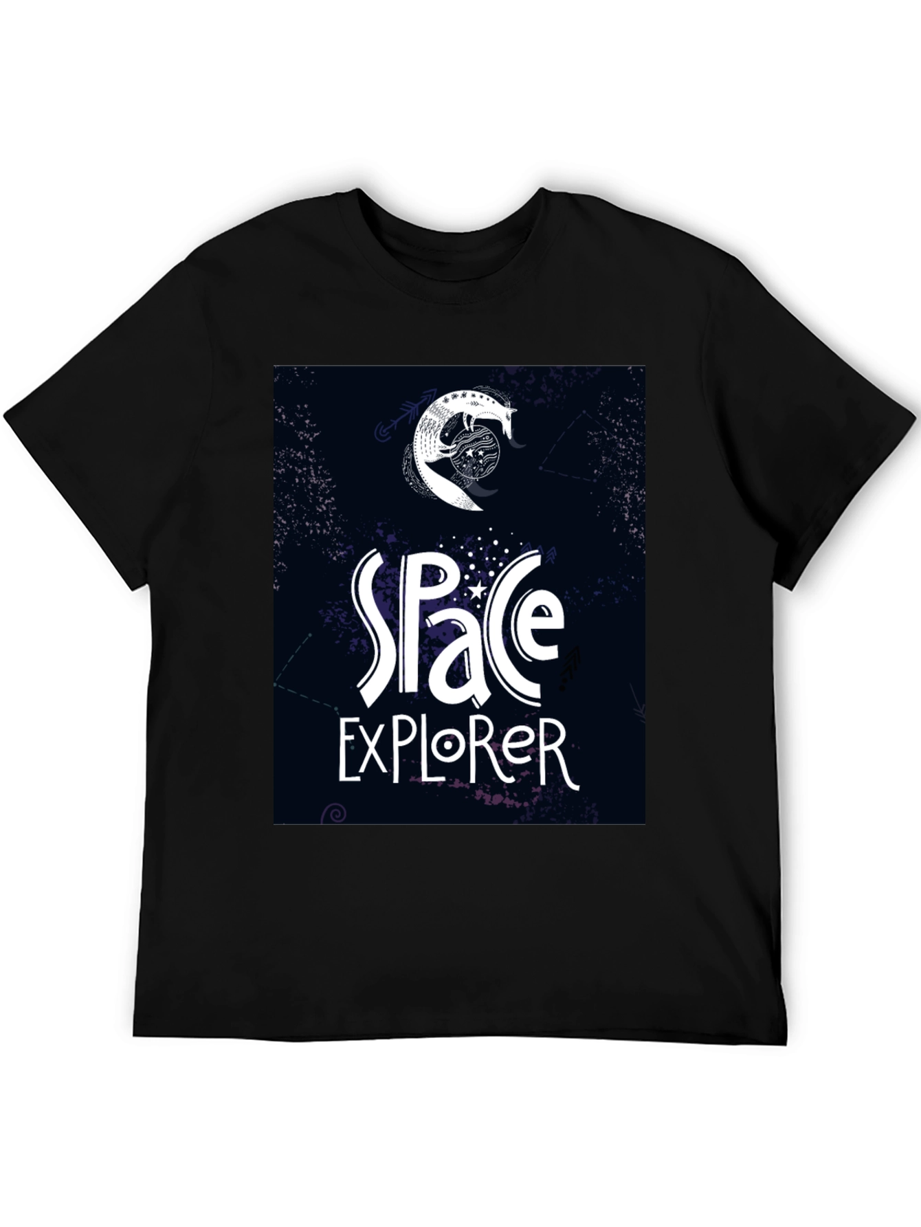 Space Explorer Graphic Tee - Black Casual T-Shirt