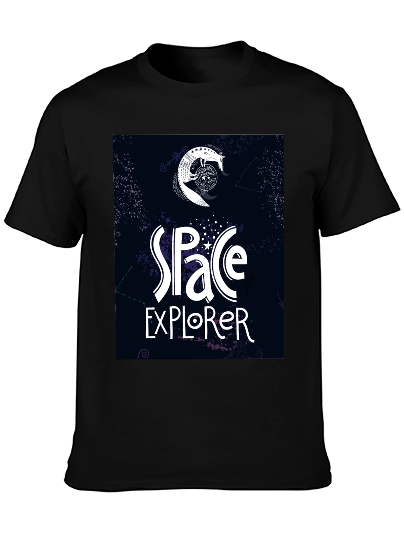 Space Explorer Graphic Tee - Black Casual T-Shirt