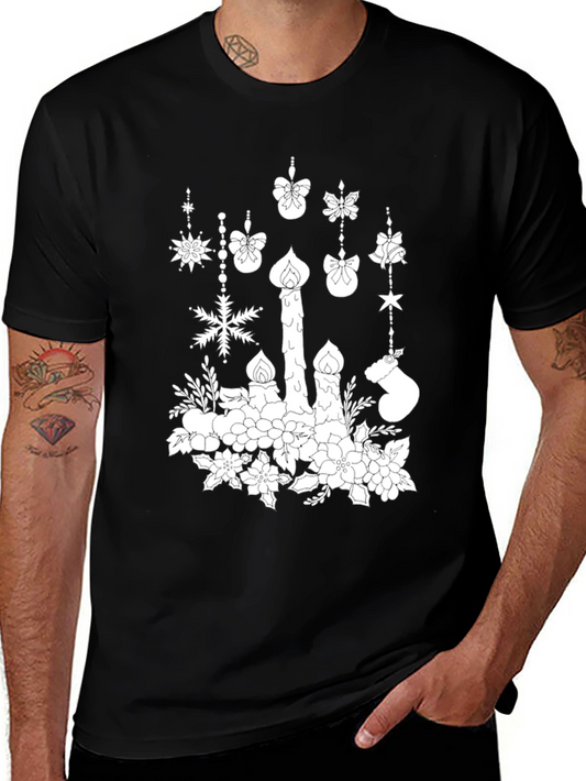 Festive Candle & Ornament Graphic Tee