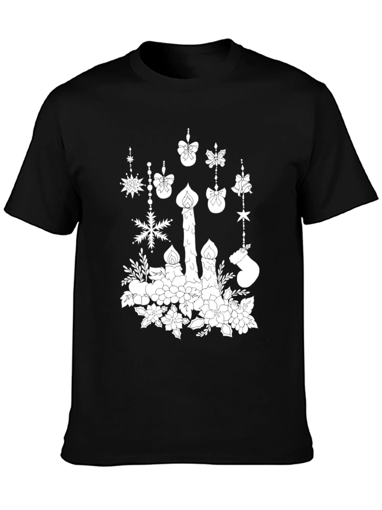 Festive Candle & Ornament Graphic Tee