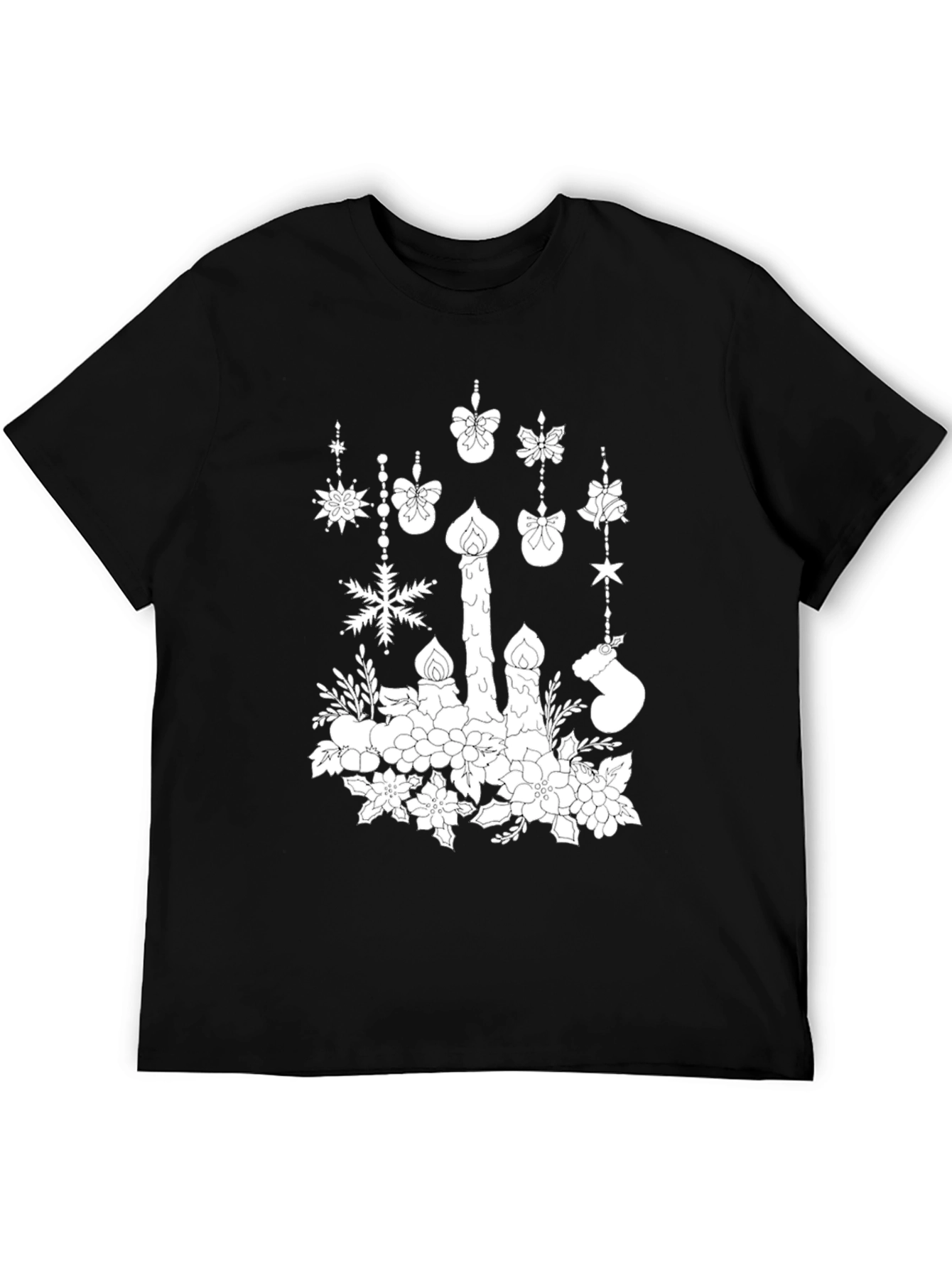 Festive Candle & Ornament Graphic Tee