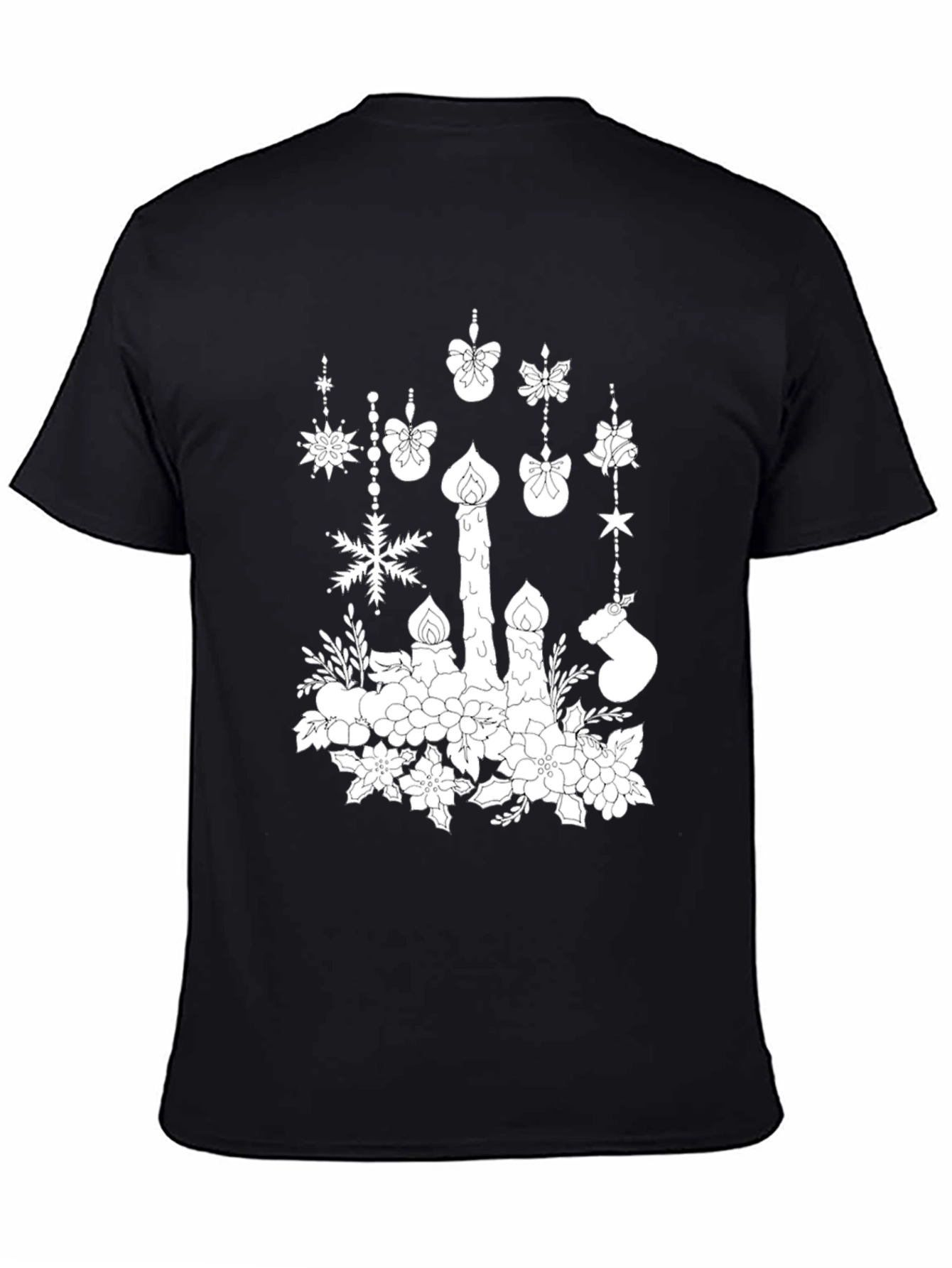 Festive Candle & Ornament Graphic Tee