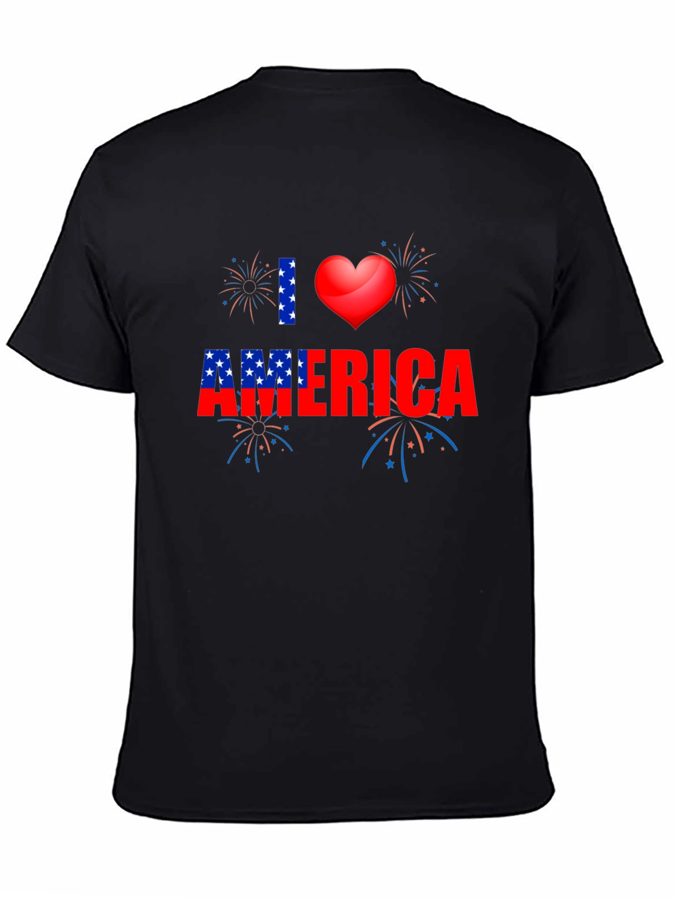 Patriotic I Heart America Black T-Shirt