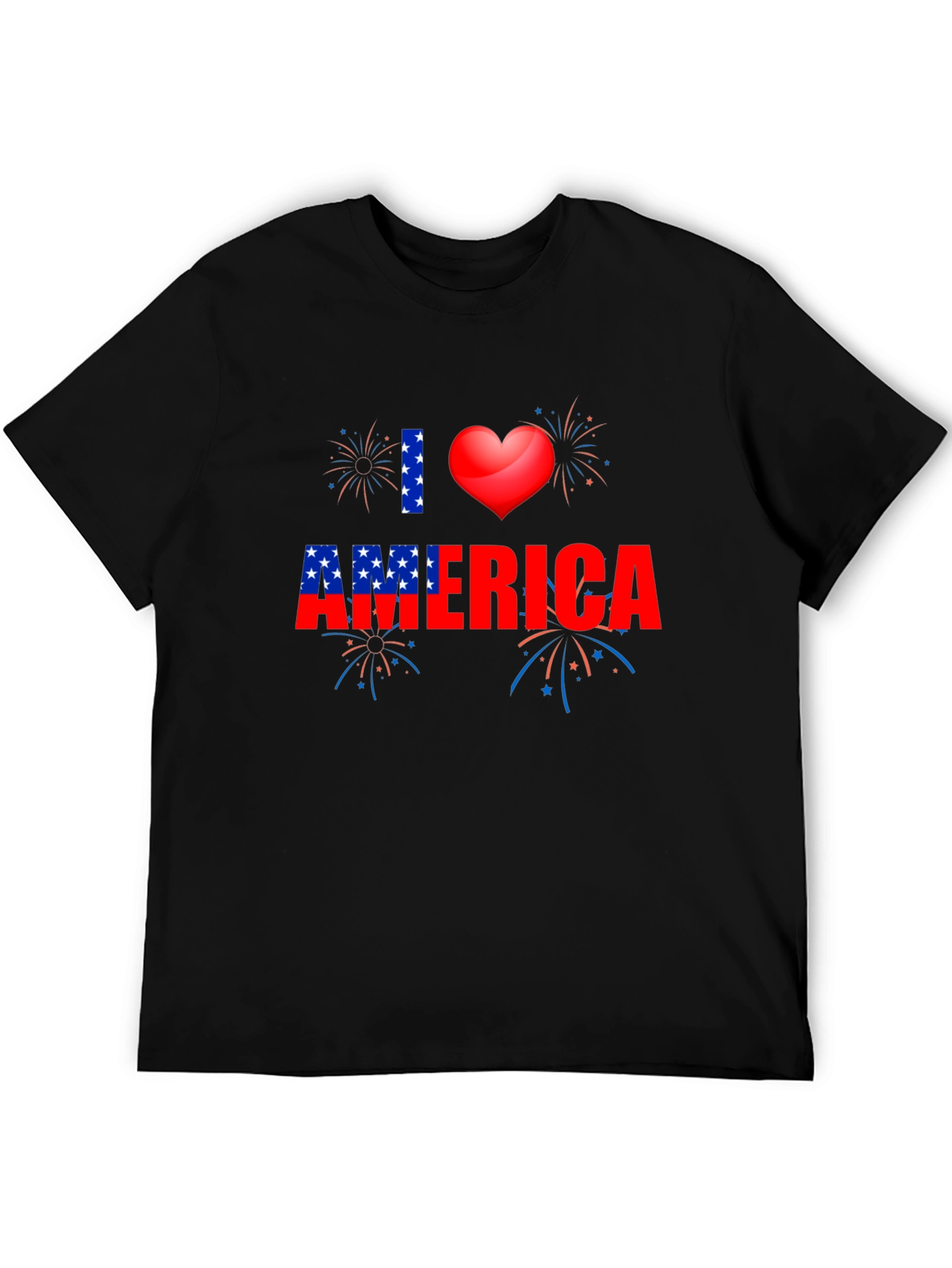 Patriotic I Heart America Black T-Shirt