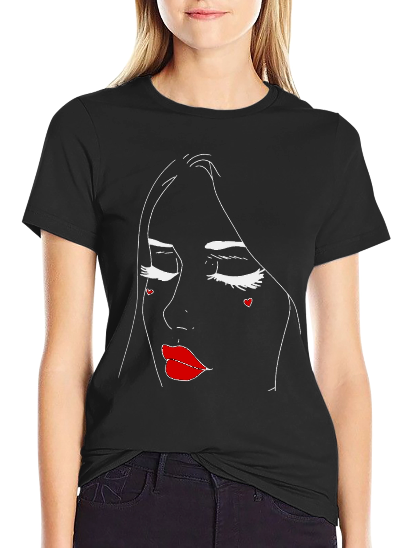 Abstract Face Black T-Shirt