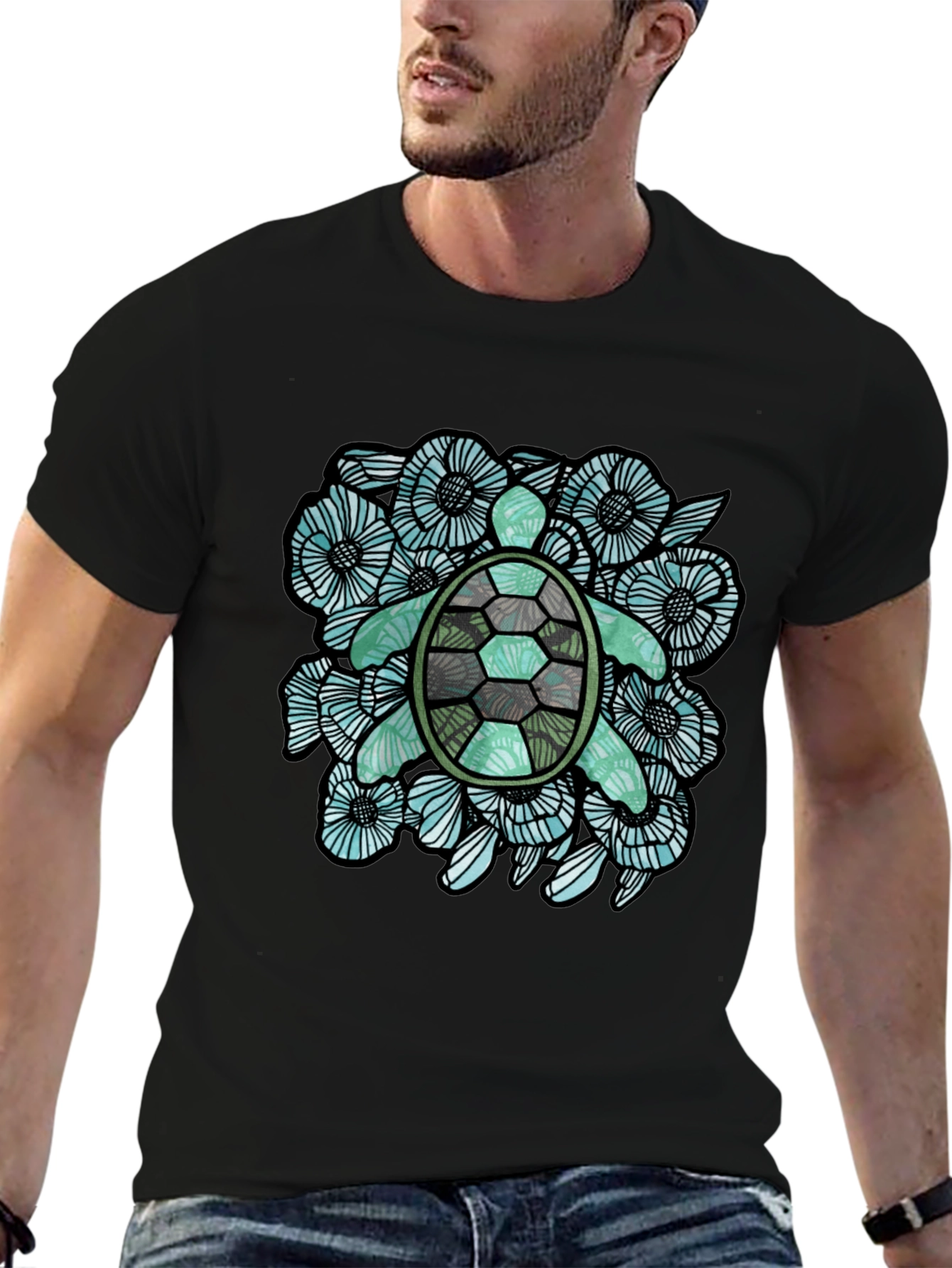 Sea Turtle Floral Graphic T-Shirt