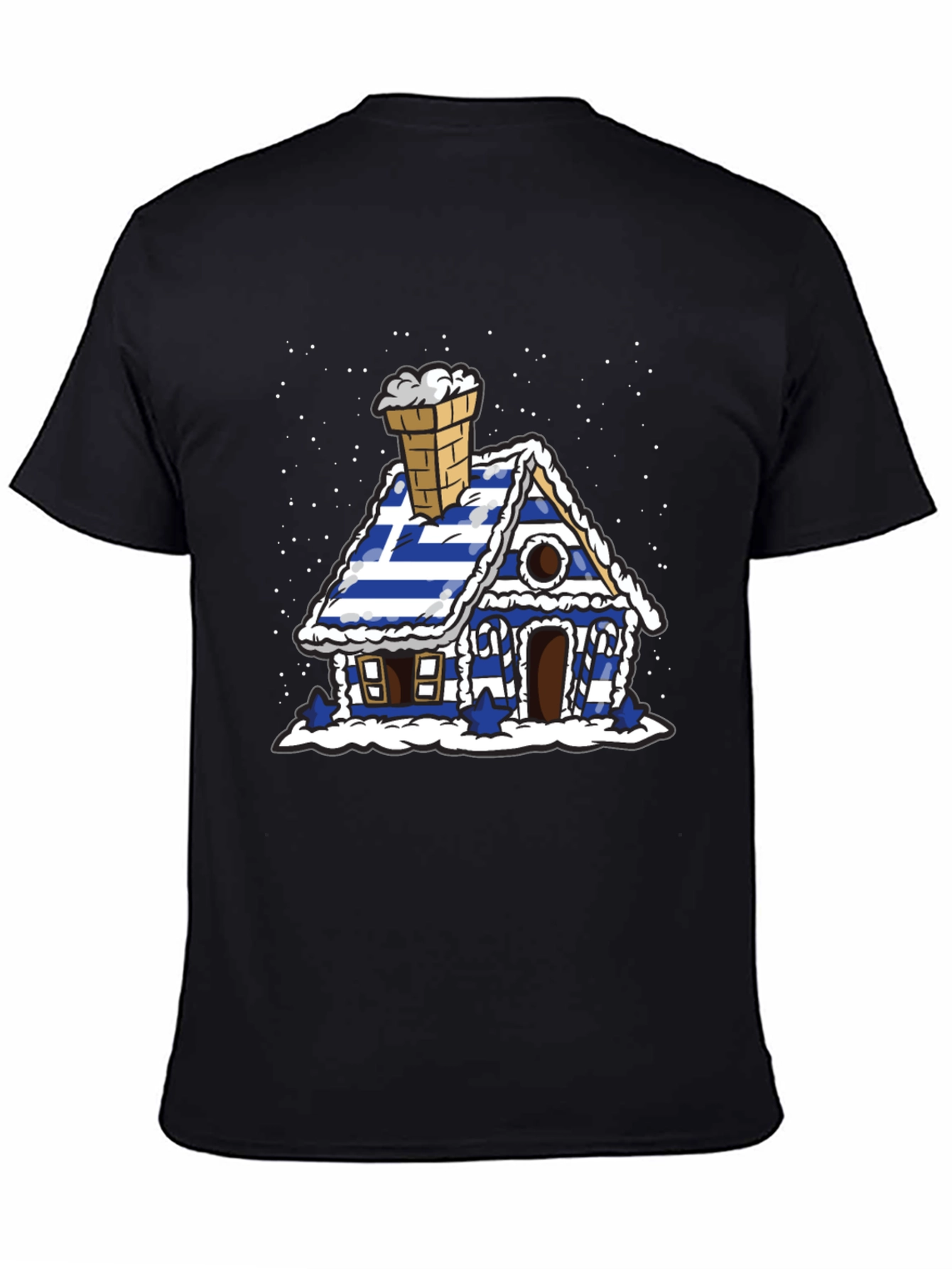 Greek Flag Gingerbread House Graphic Tee