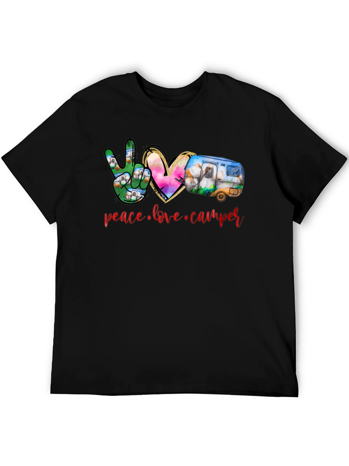 Peace Love Camper T-Shirt - Camping Adventure Tee