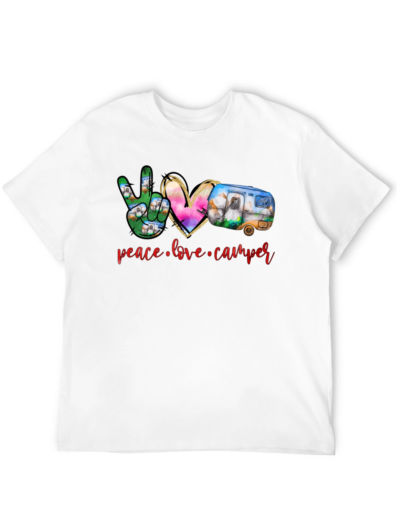 Peace Love Camper T-Shirt - Camping Adventure Tee