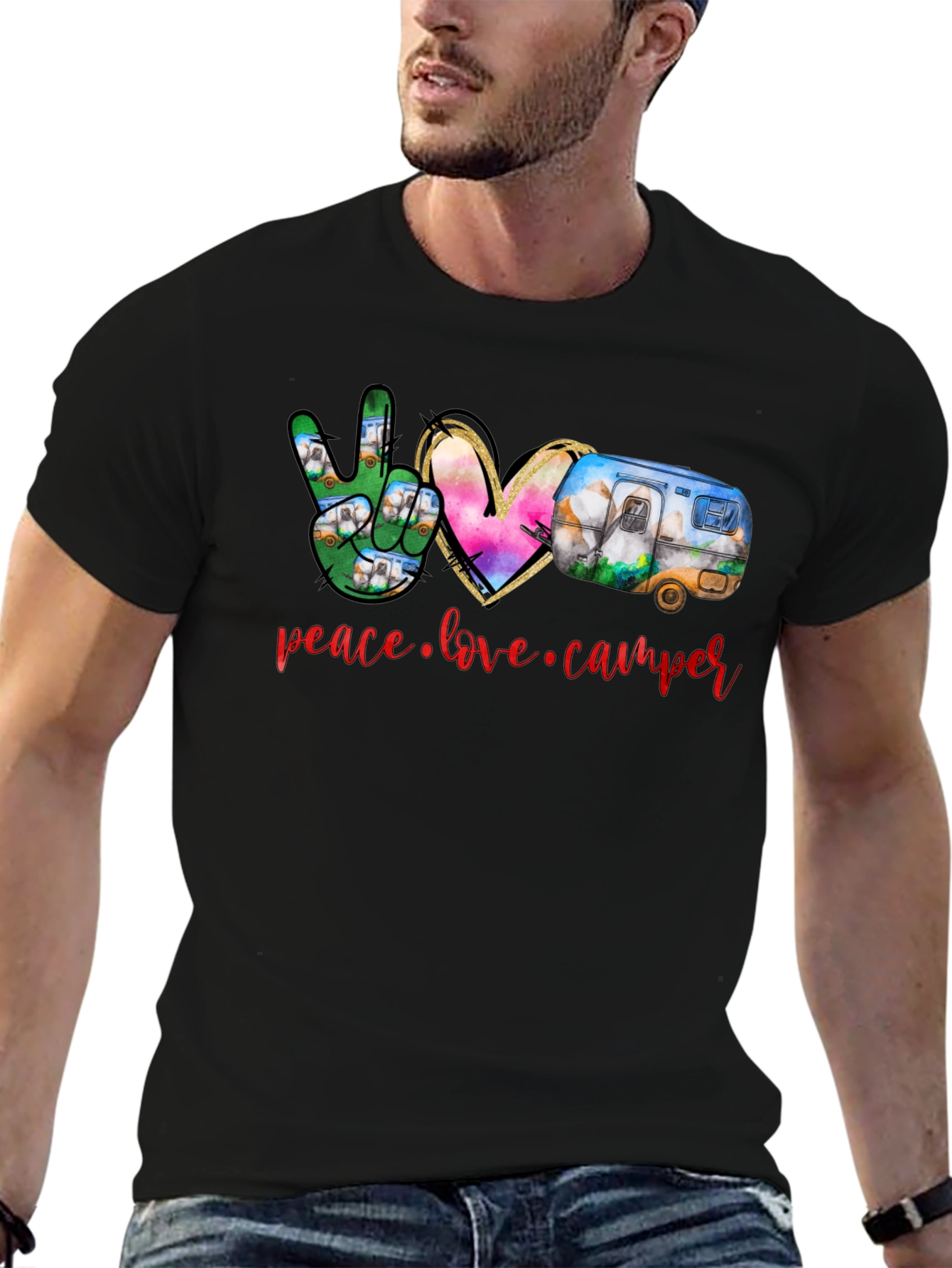 Peace Love Camper T-Shirt - Camping Adventure Tee