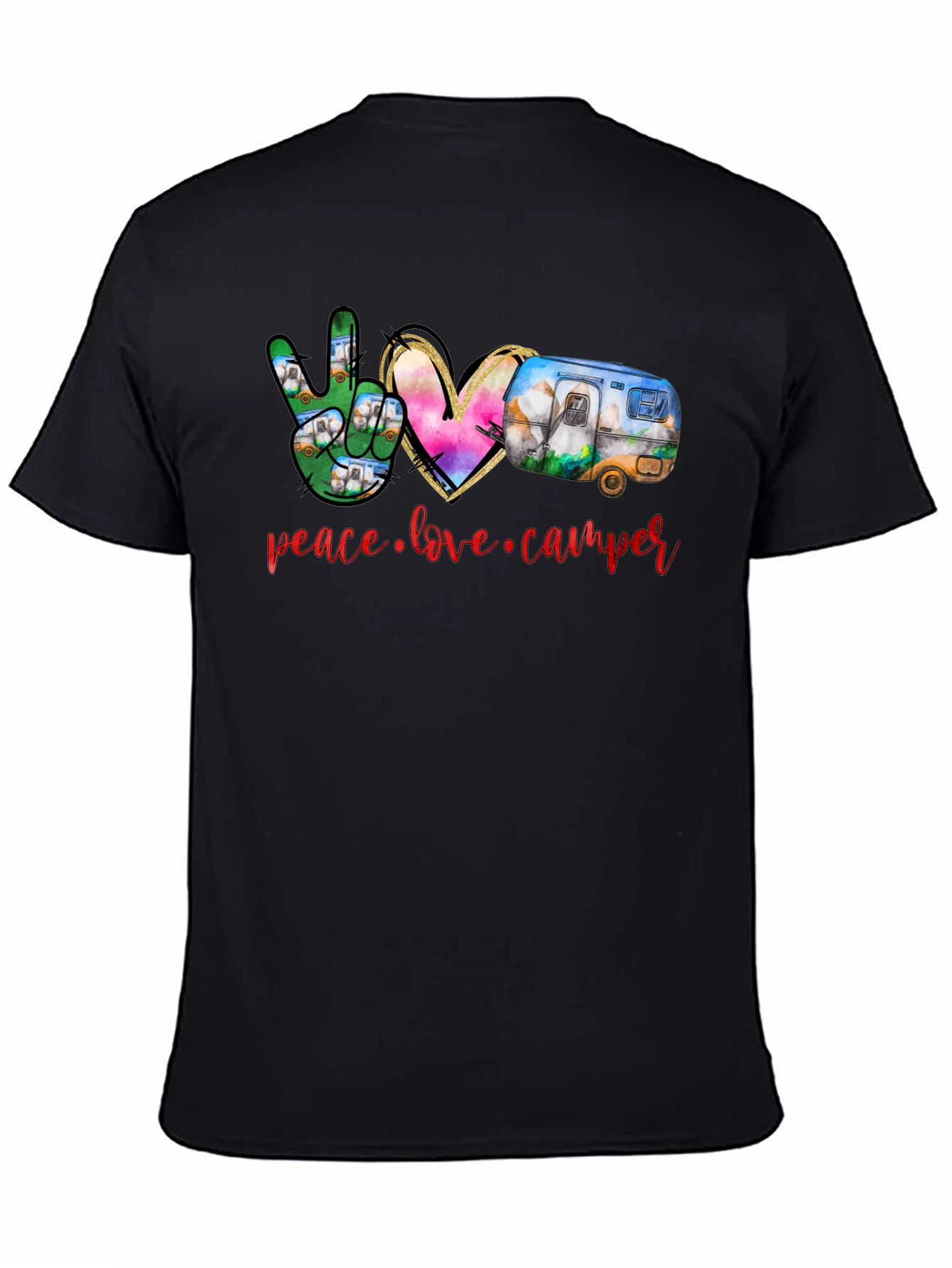 Peace Love Camper T-Shirt - Camping Adventure Tee