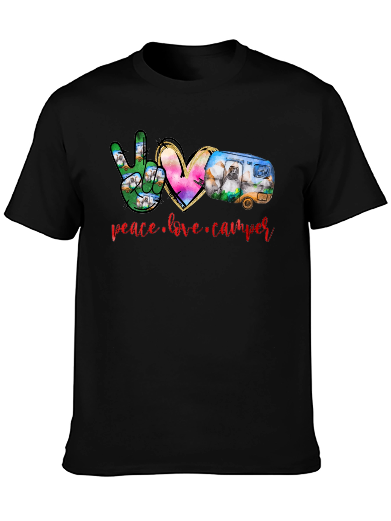 Peace Love Camper T-Shirt - Camping Adventure Tee