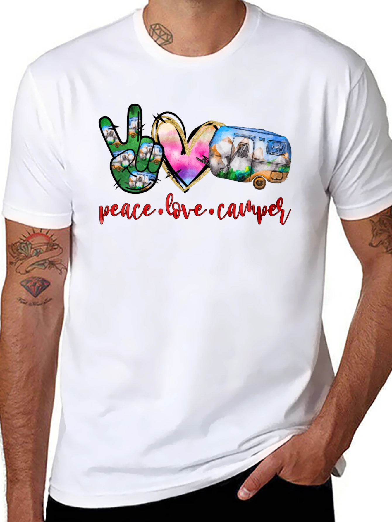 Peace Love Camper T-Shirt - Camping Adventure Tee