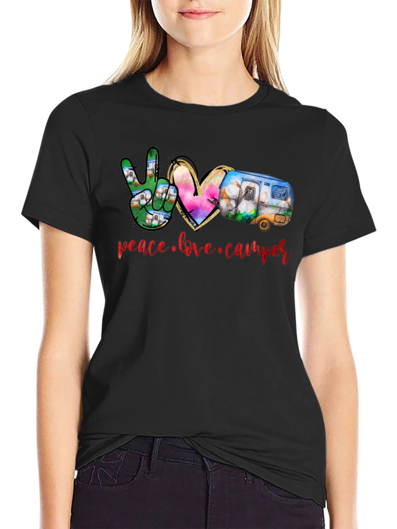 Peace Love Camper T-Shirt - Camping Adventure Tee