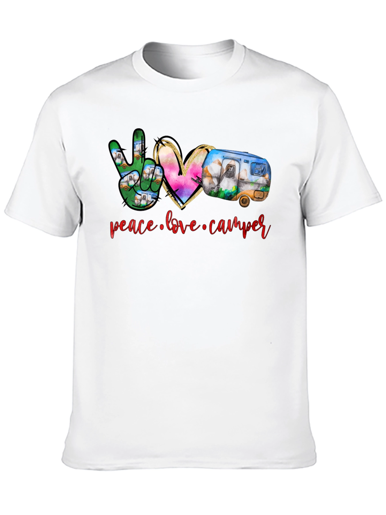 Peace Love Camper T-Shirt - Camping Adventure Tee