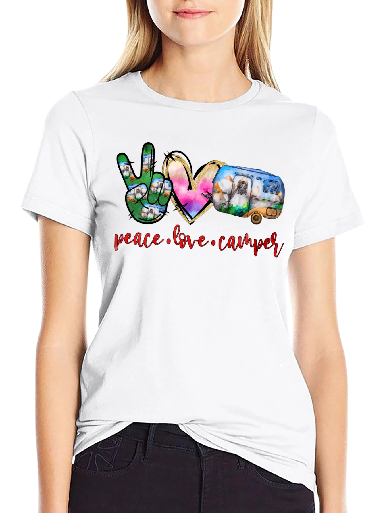 Peace Love Camper T-Shirt - Camping Adventure Tee