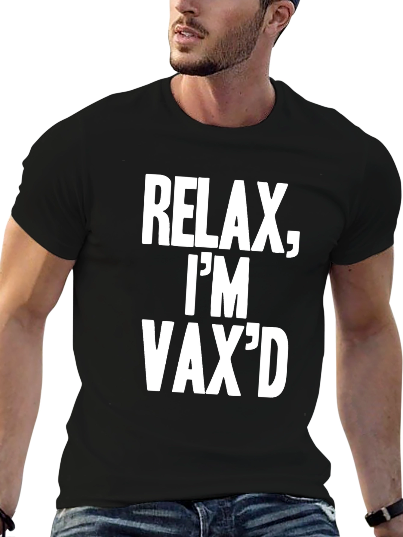 Relax Im Vaxd T-Shirt - Black Crew Neck Tee