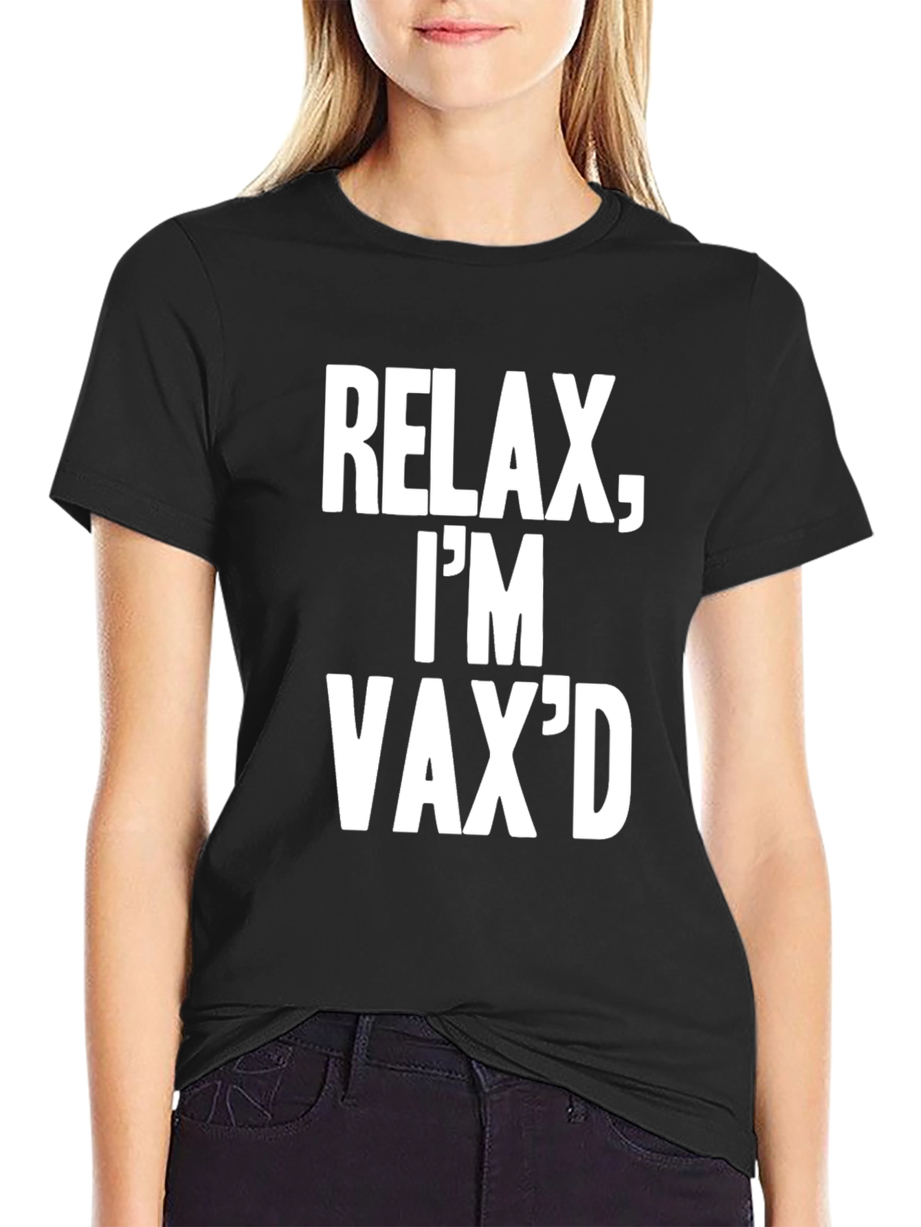 Relax Im Vaxd T-Shirt - Black Crew Neck Tee