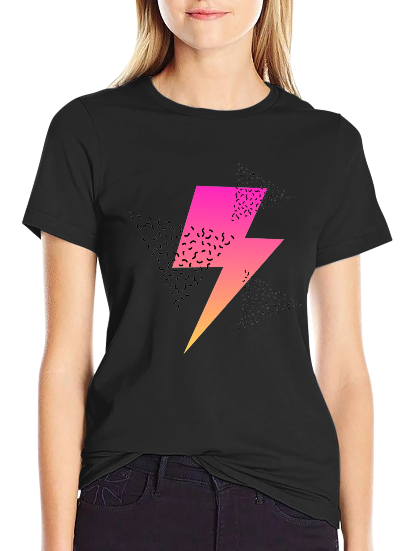 Retro Lightning Bolt Graphic T-Shirt