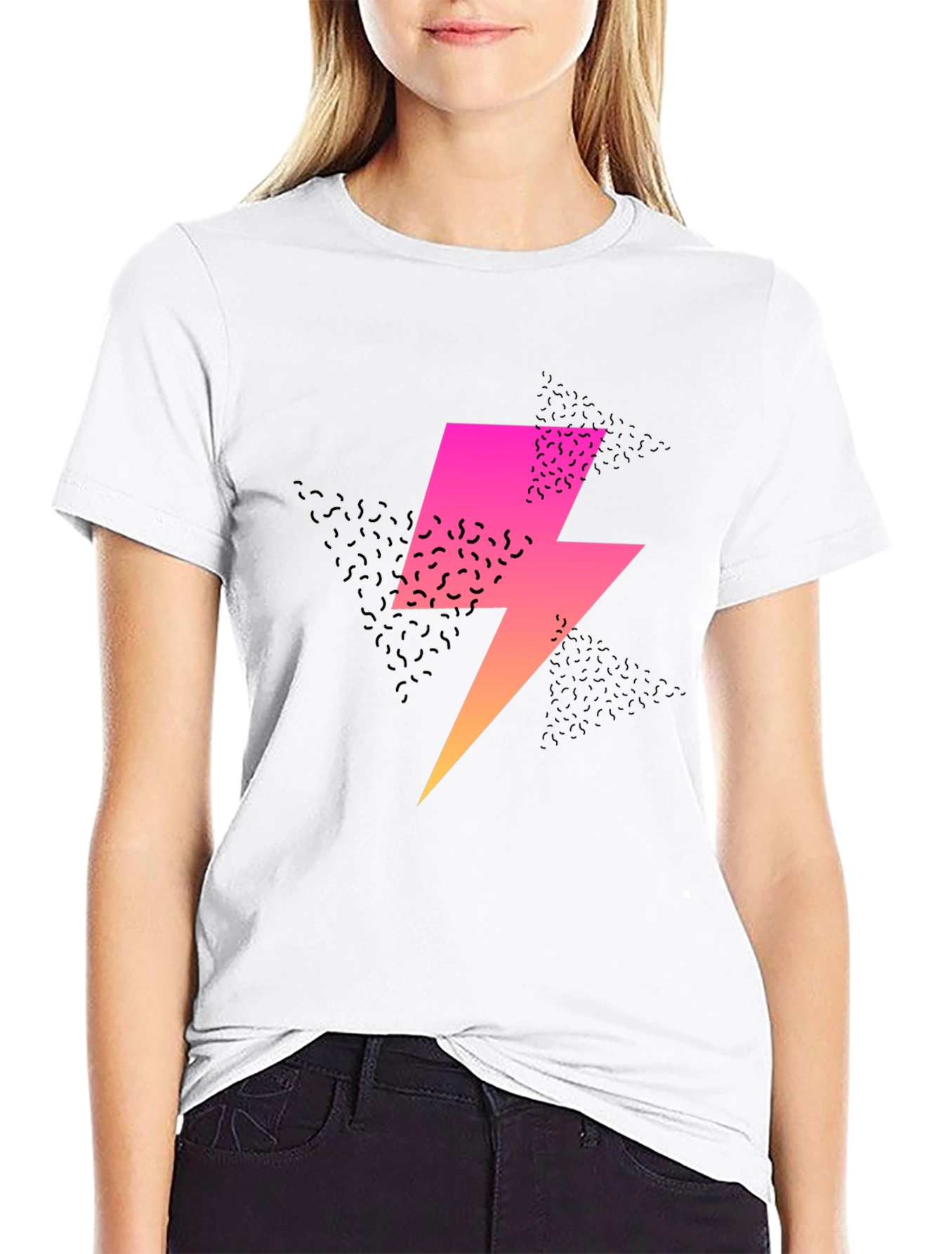 Retro Lightning Bolt Graphic T-Shirt