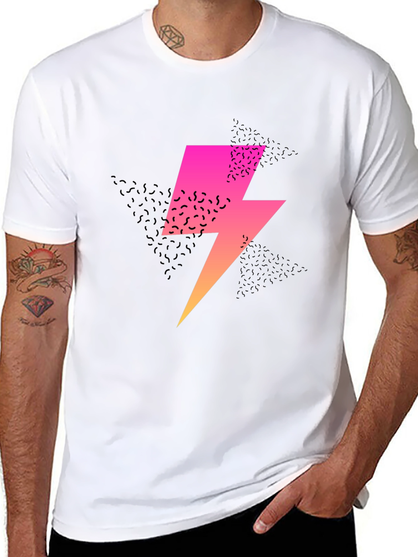 Retro Lightning Bolt Graphic T-Shirt