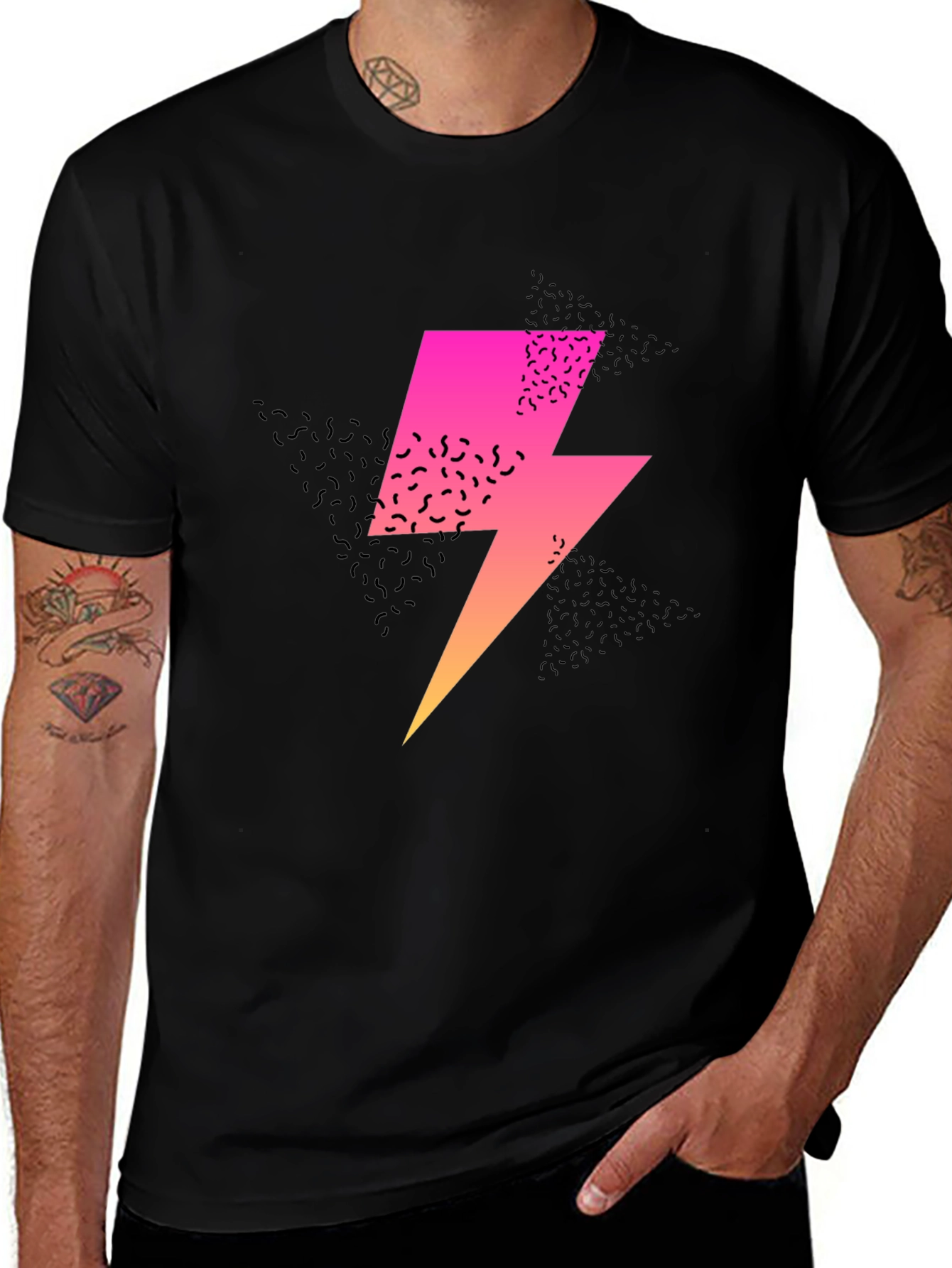 Retro Lightning Bolt Graphic T-Shirt