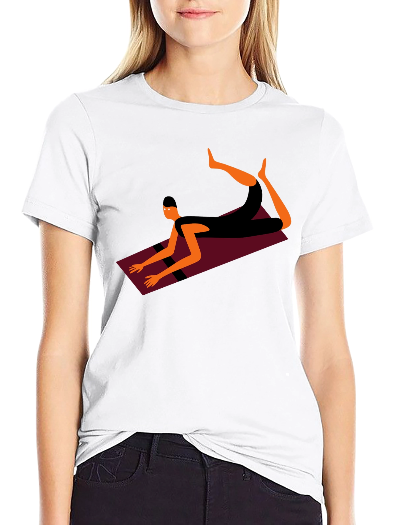 Yoga Pose Graphic Tee - Black Cotton Blend Shirt