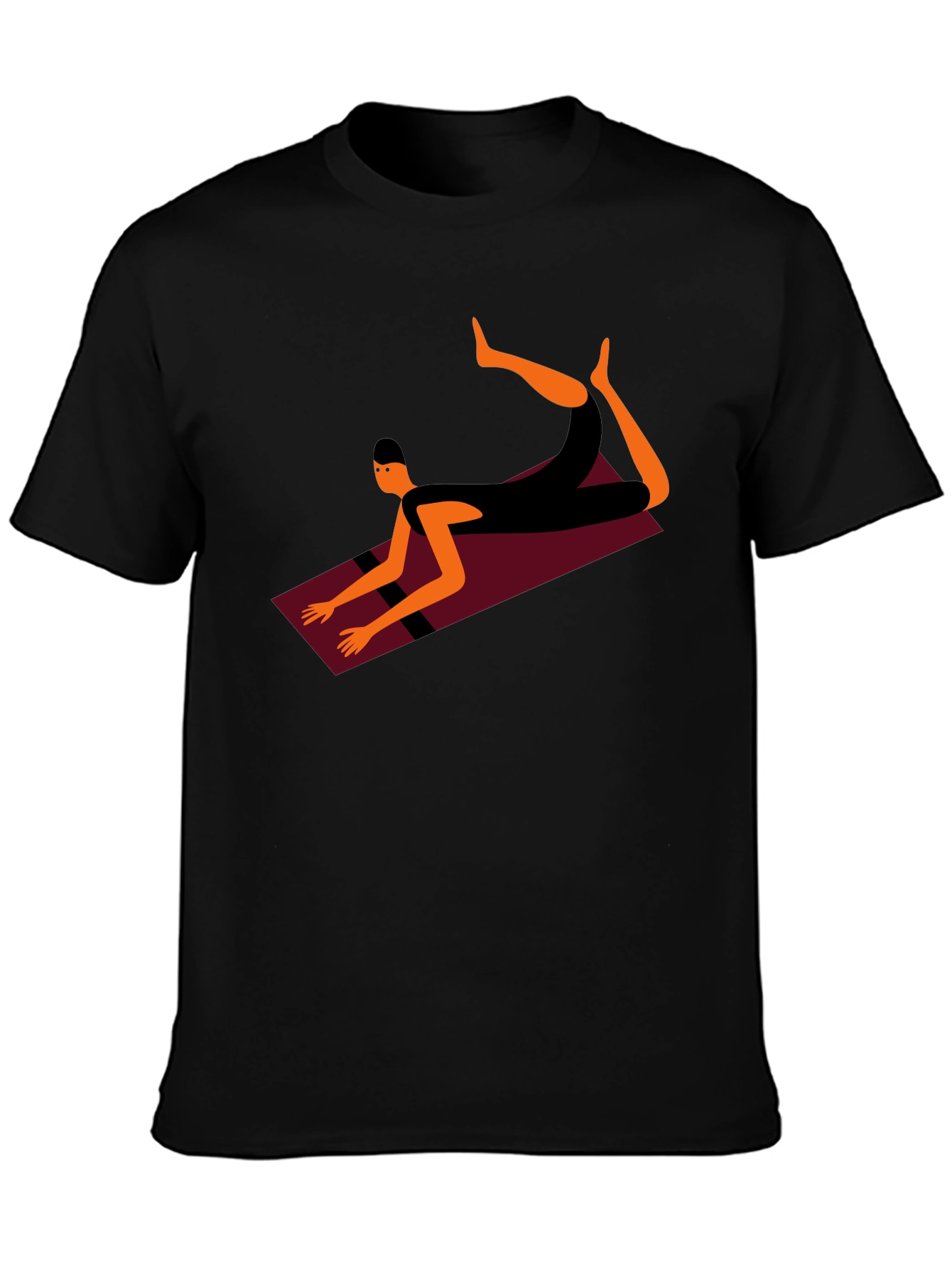 Yoga Pose Graphic Tee - Black Cotton Blend Shirt