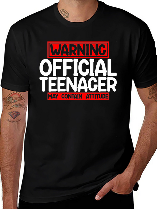 Official Teenager Warning Funny Novelty T-Shirt