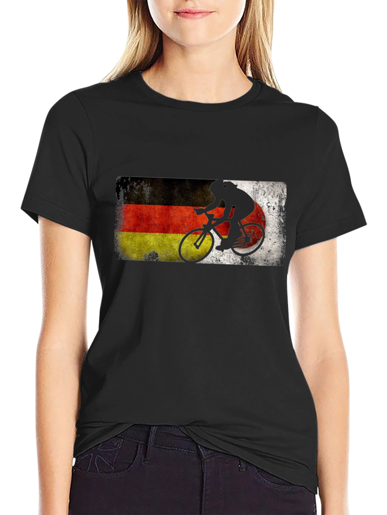 German Flag Cycling T-Shirt - Deutschland Bike Rider Tee