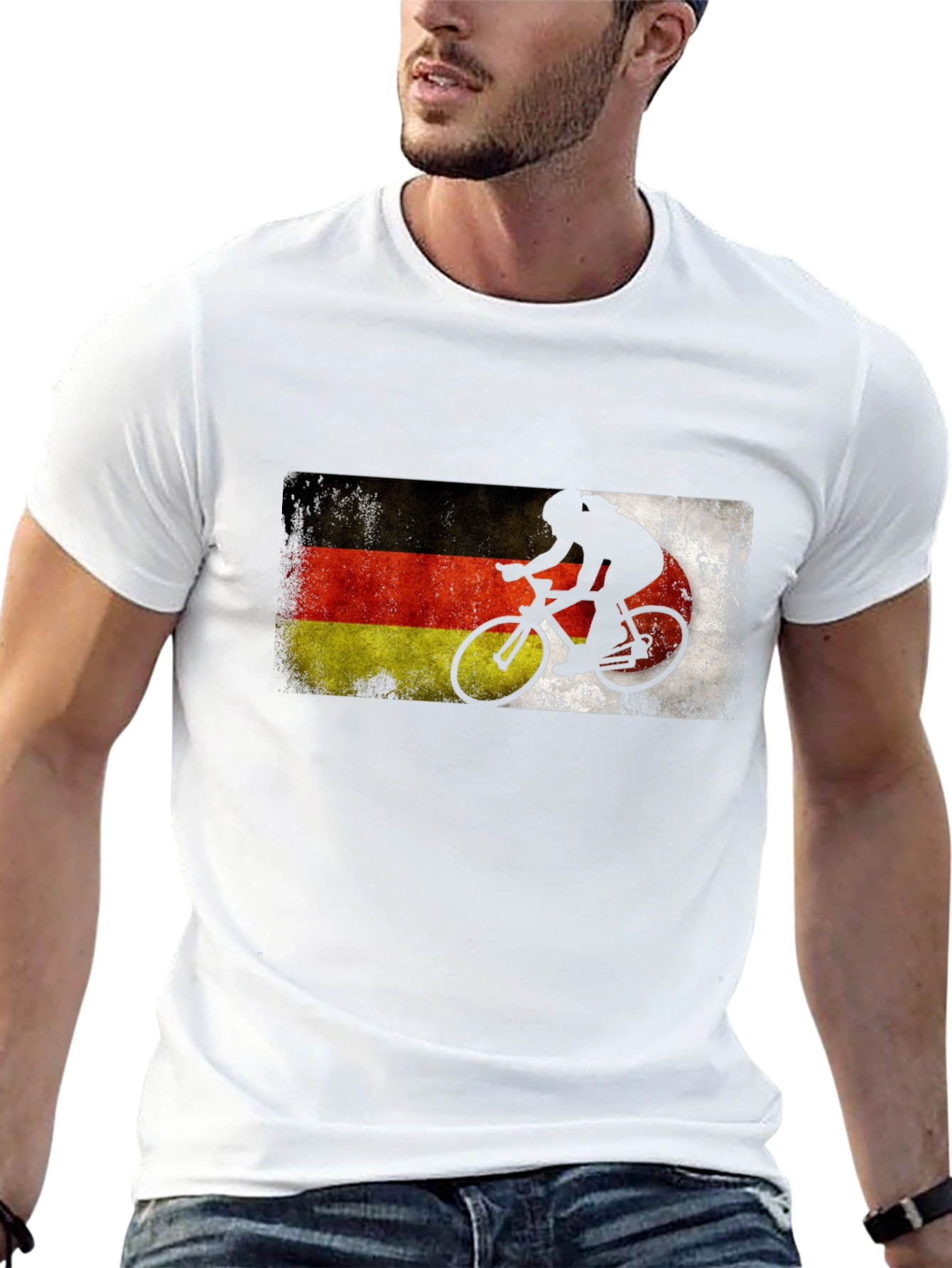 German Flag Cycling T-Shirt - Deutschland Bike Rider Tee