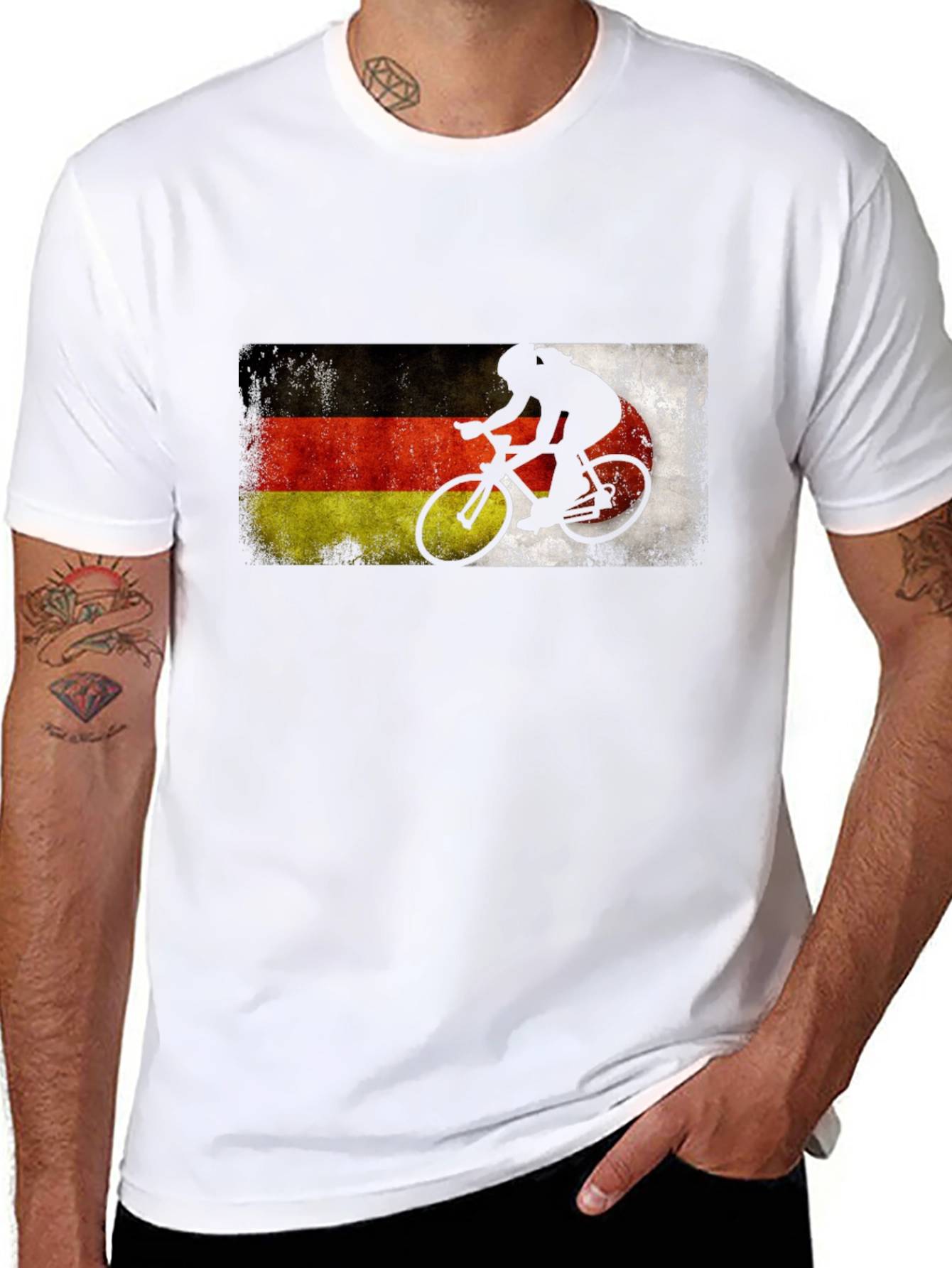 German Flag Cycling T-Shirt - Deutschland Bike Rider Tee