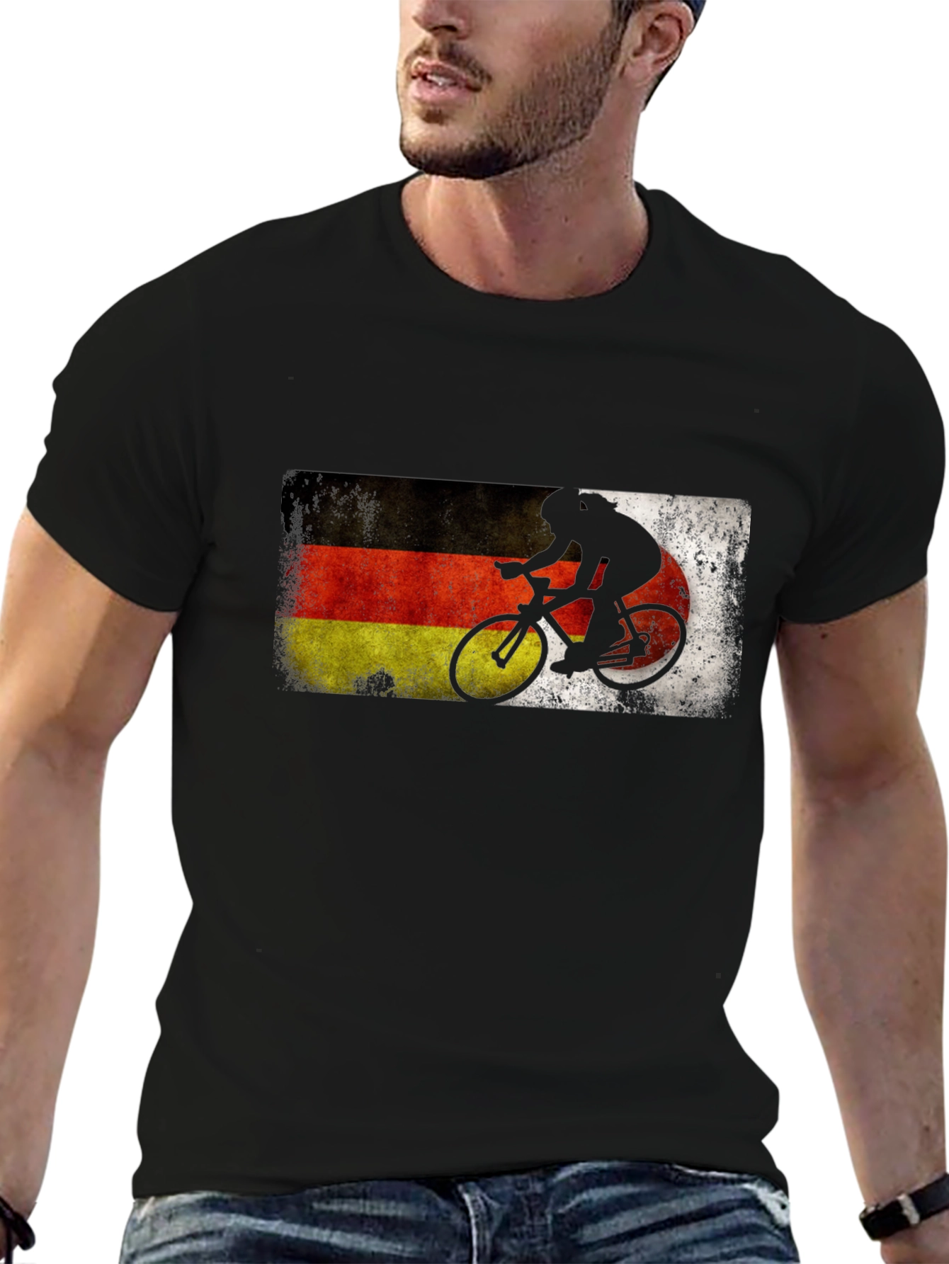 German Flag Cycling T-Shirt - Deutschland Bike Rider Tee