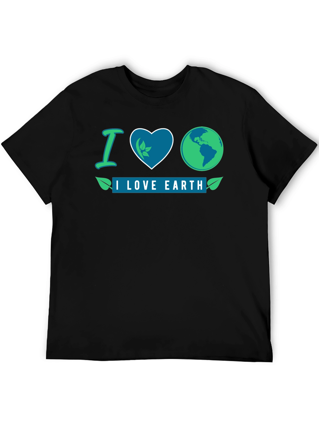 I Love Earth Black Graphic T-Shirt
