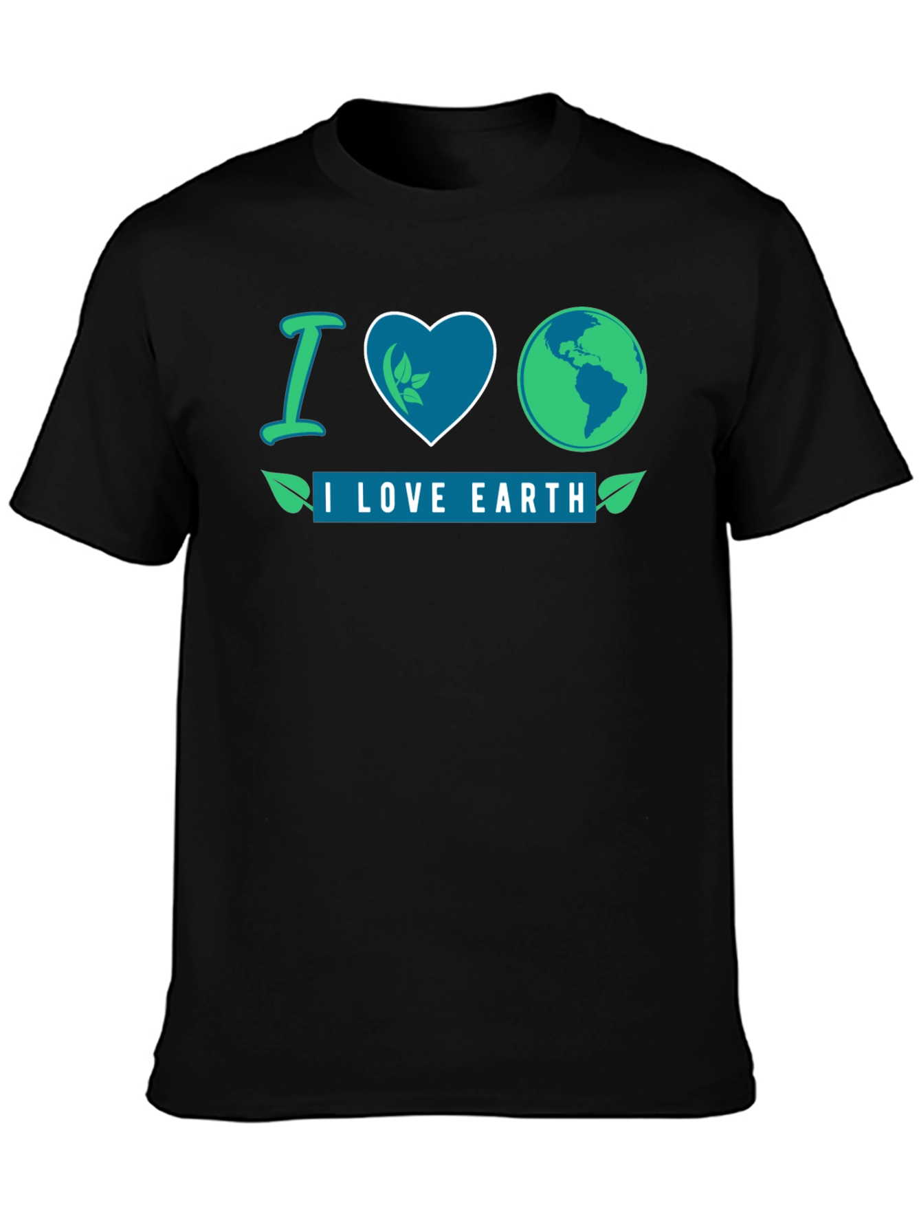 I Love Earth Black Graphic T-Shirt