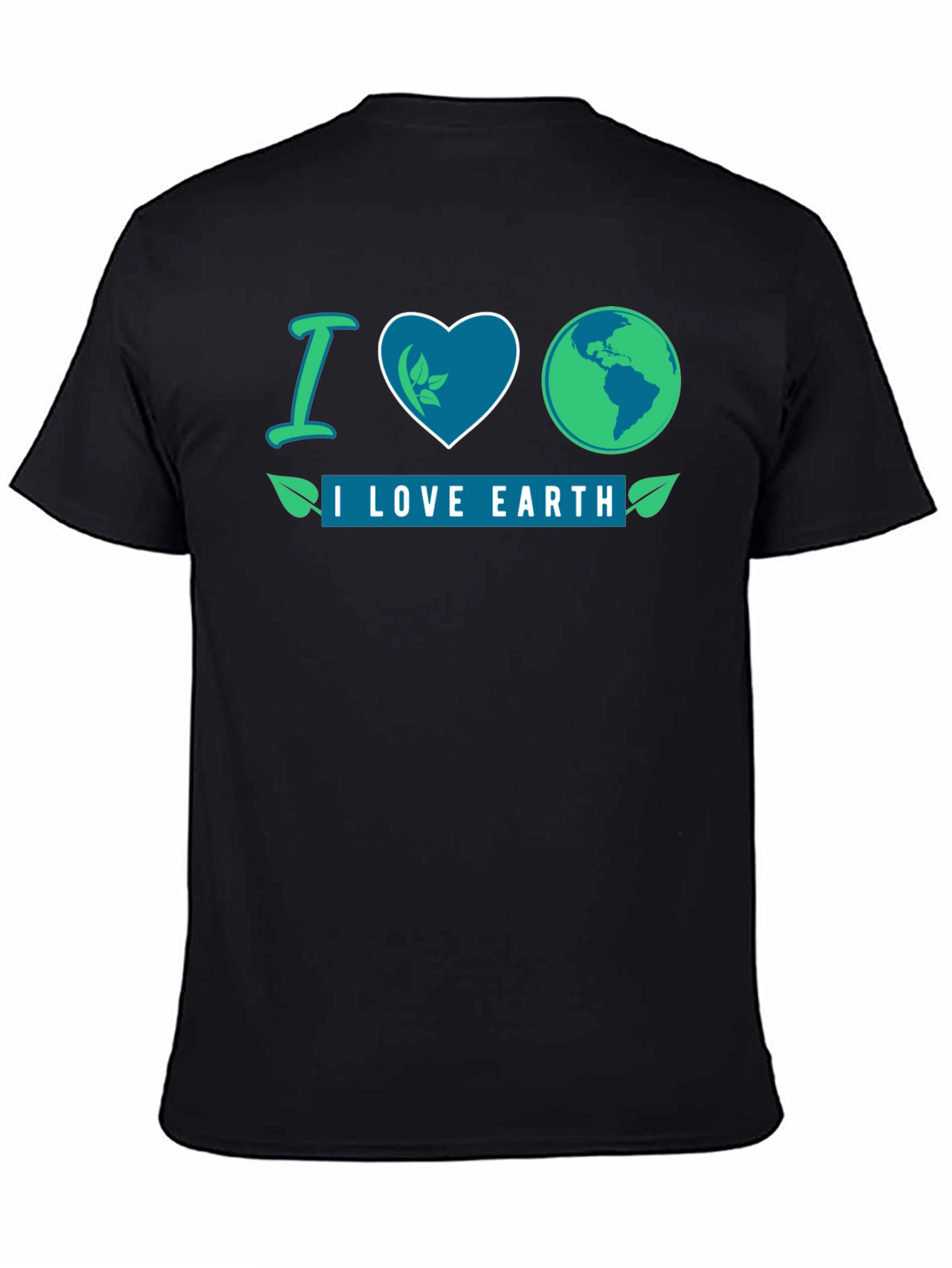 I Love Earth Black Graphic T-Shirt
