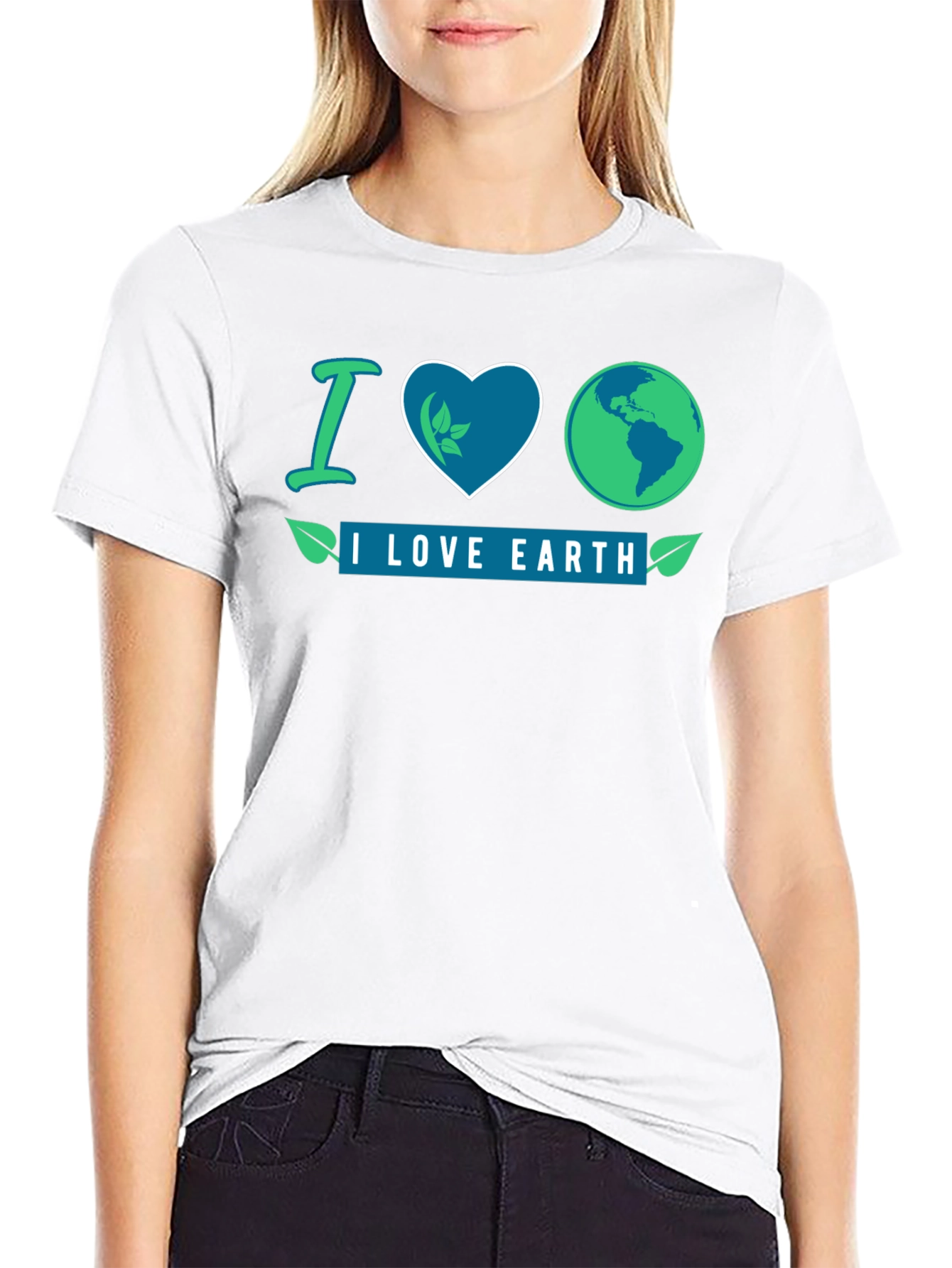 I Love Earth Black Graphic T-Shirt