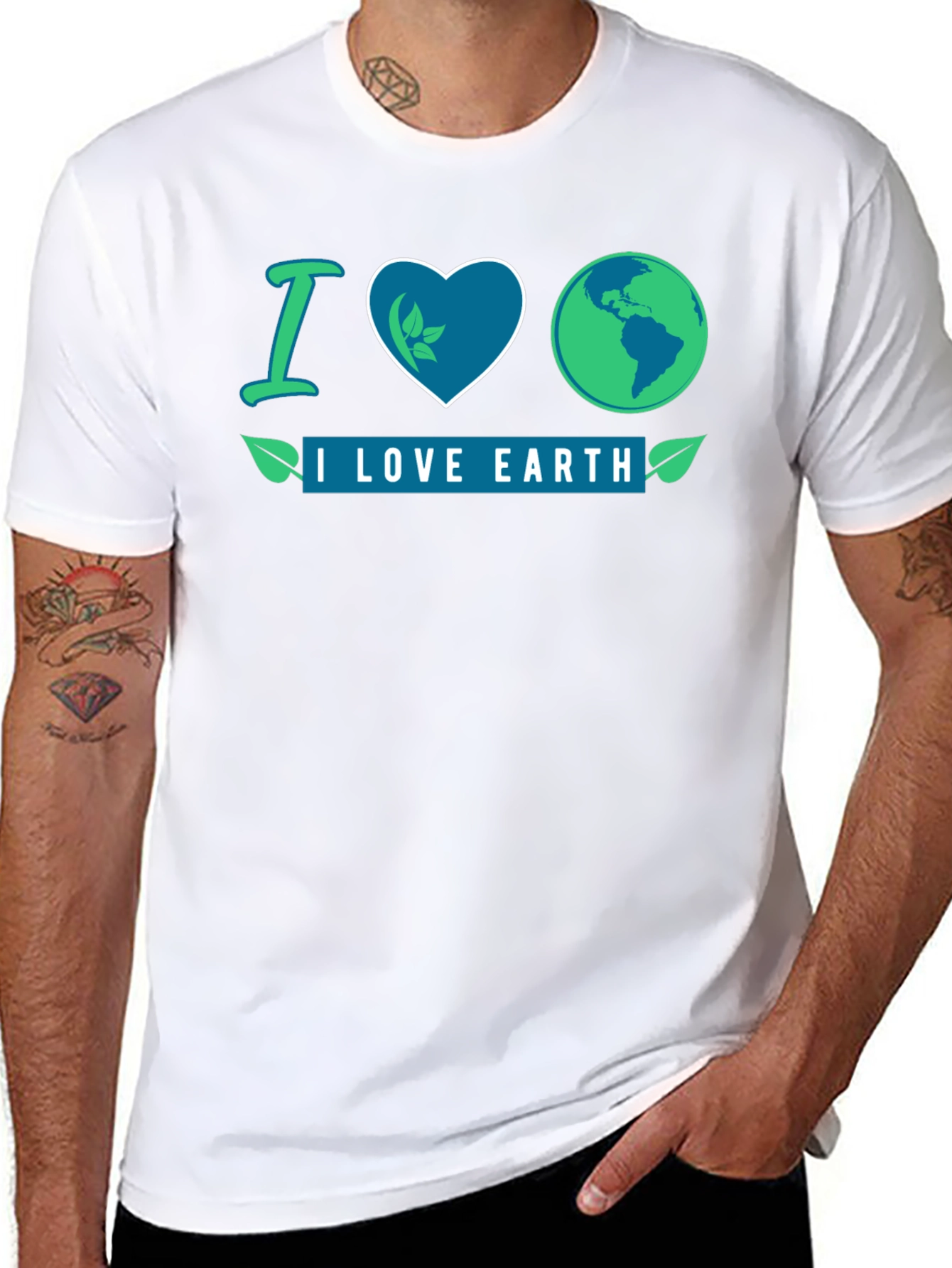 I Love Earth Black Graphic T-Shirt