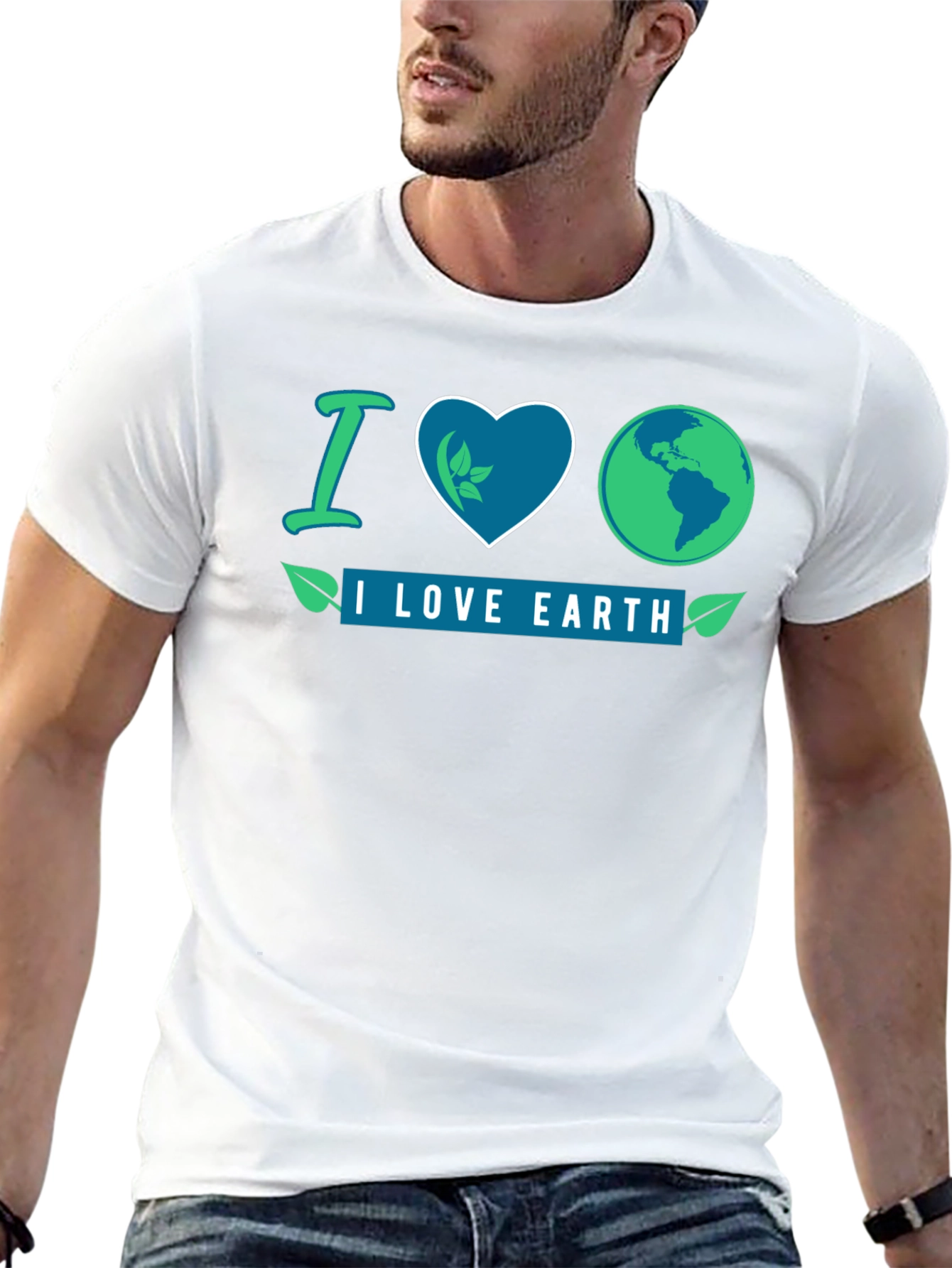 I Love Earth Black Graphic T-Shirt