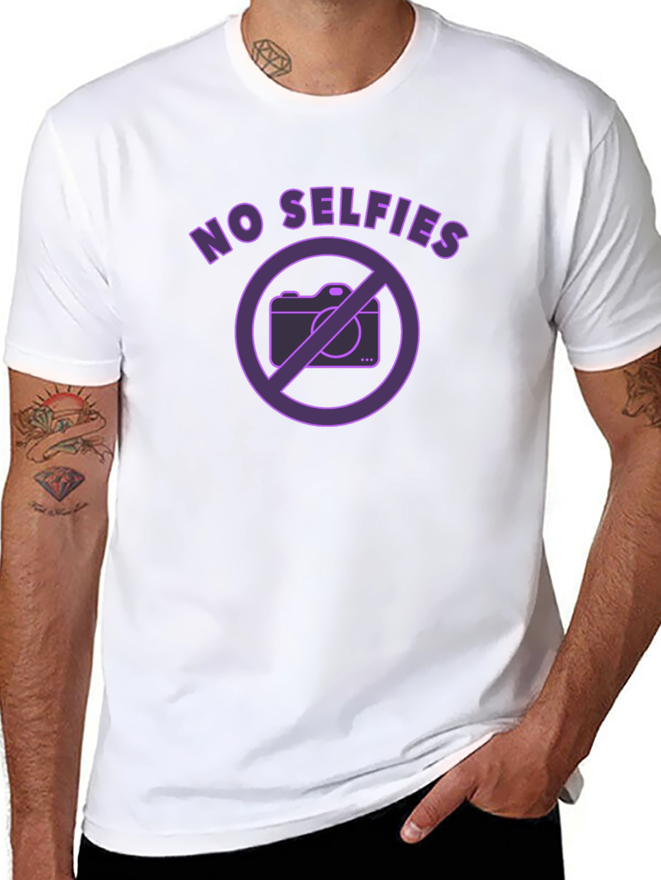 No Selfies Graphic Tee - Bold Statement T-Shirt