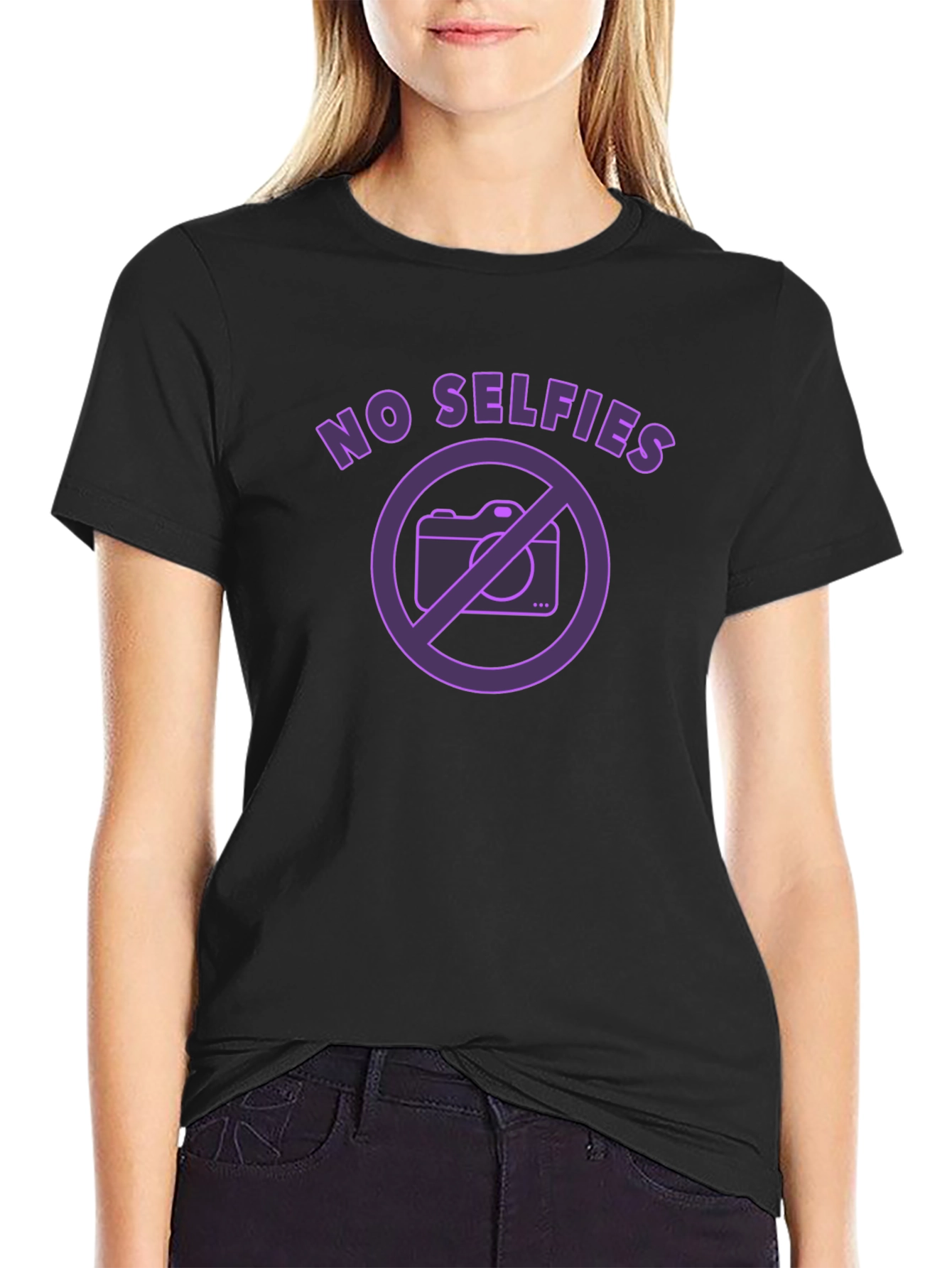 No Selfies Graphic Tee - Bold Statement T-Shirt